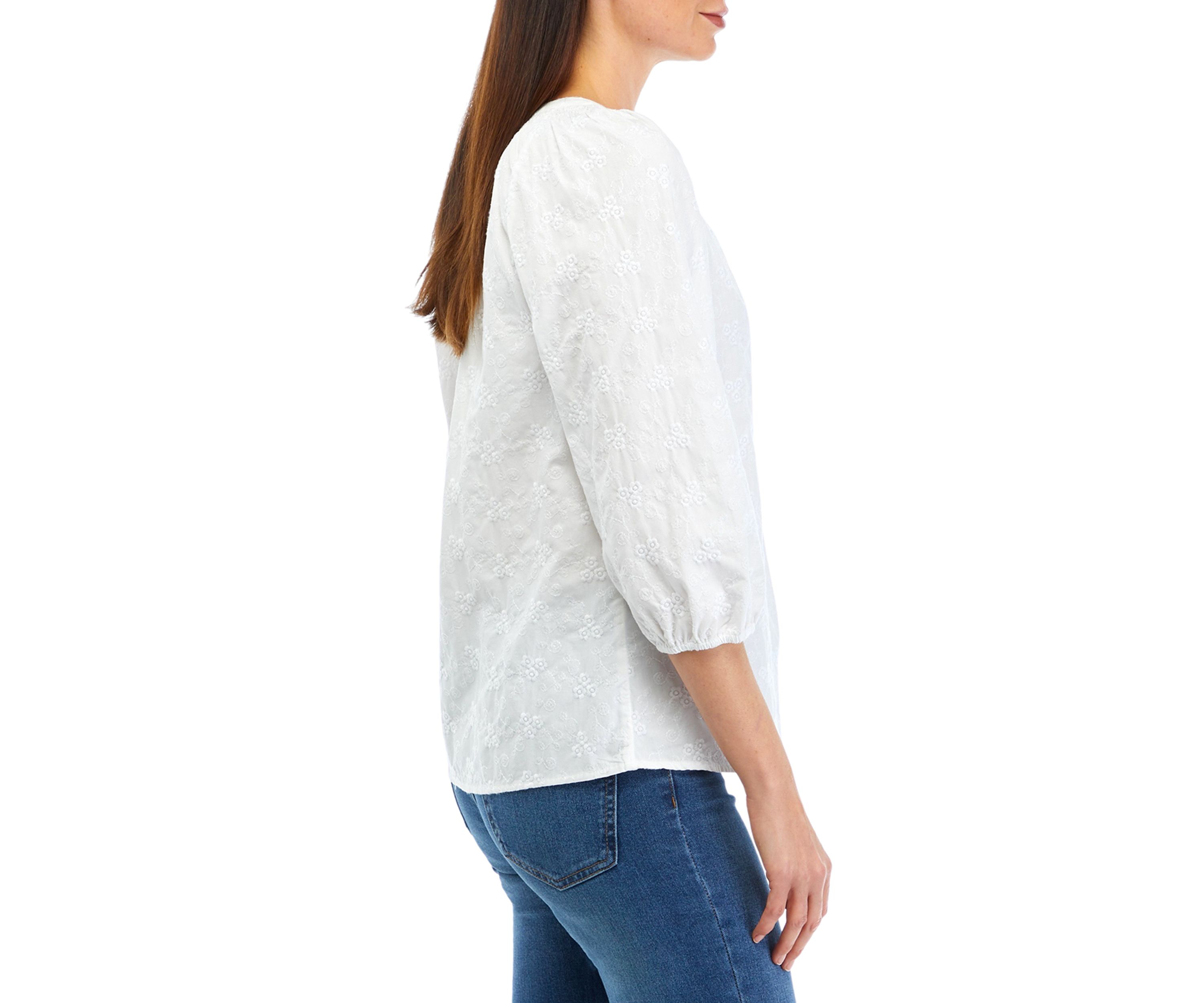 Womens Embroidered Peasant Top