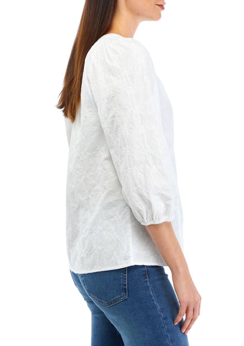 Womens Embroidered Peasant Top
