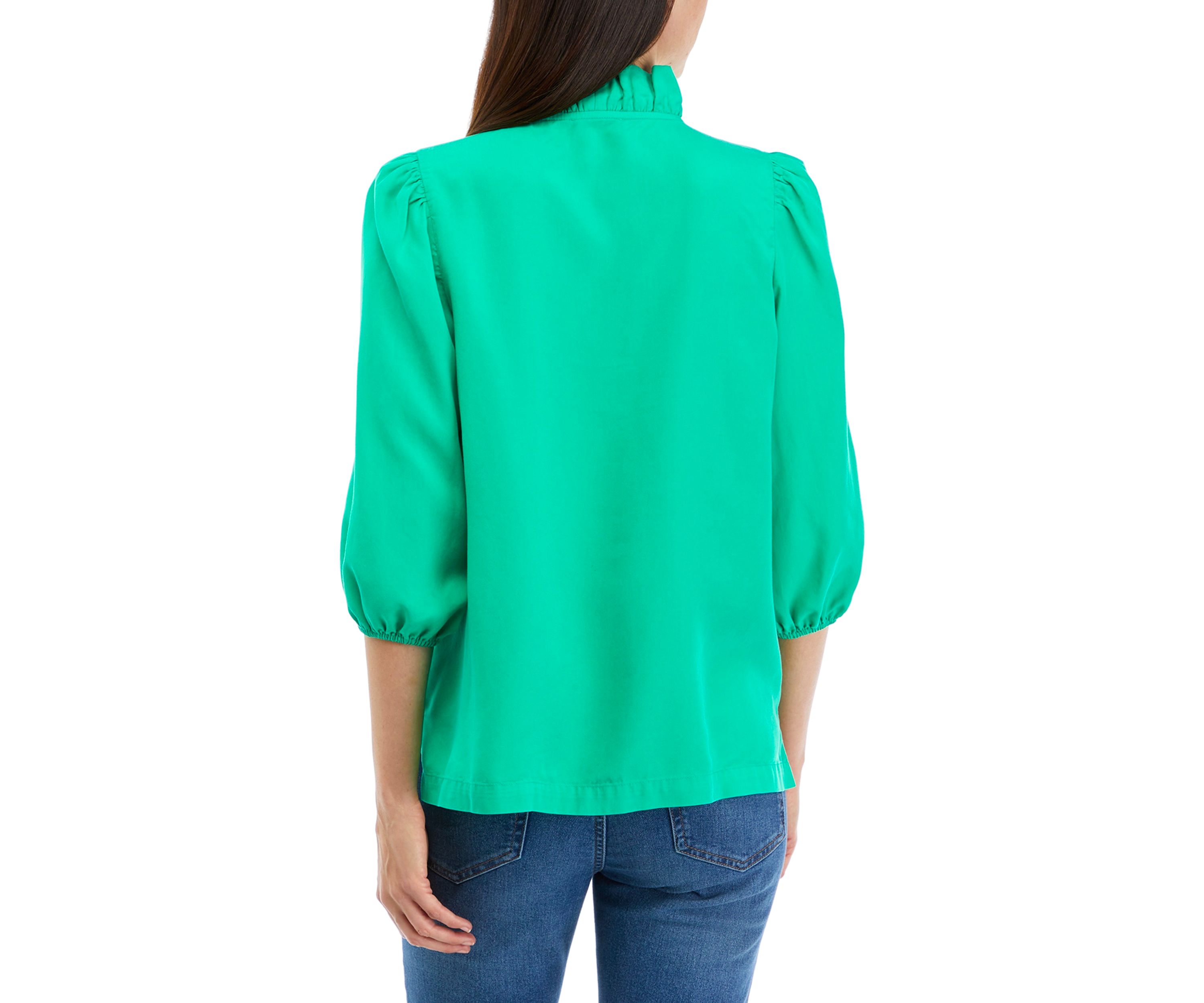 Womens Ruffle V-Neck Top