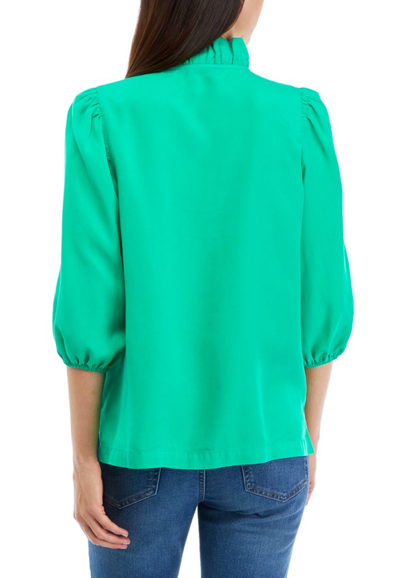 Womens Ruffle V-Neck Top