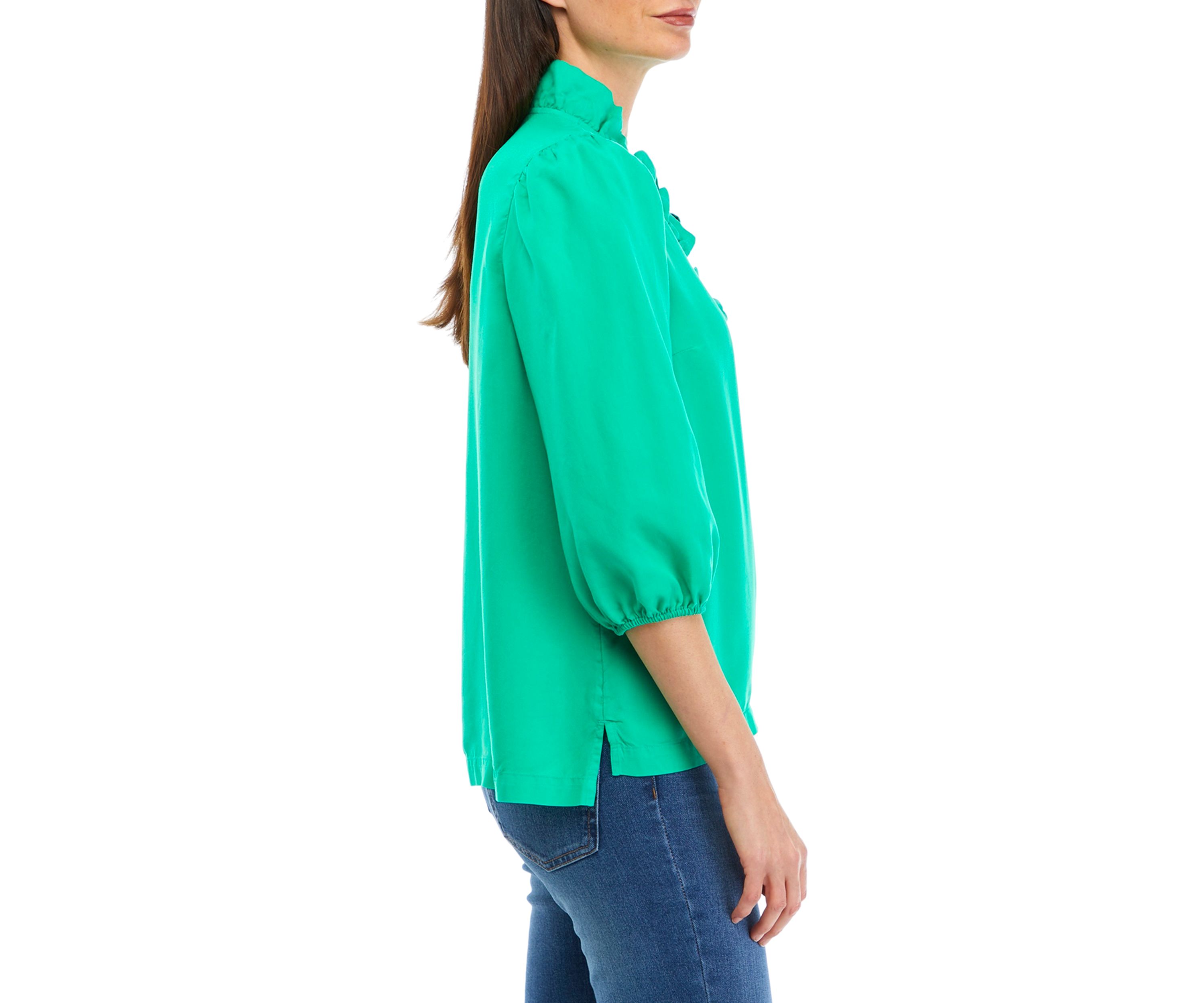 Womens Ruffle V-Neck Top