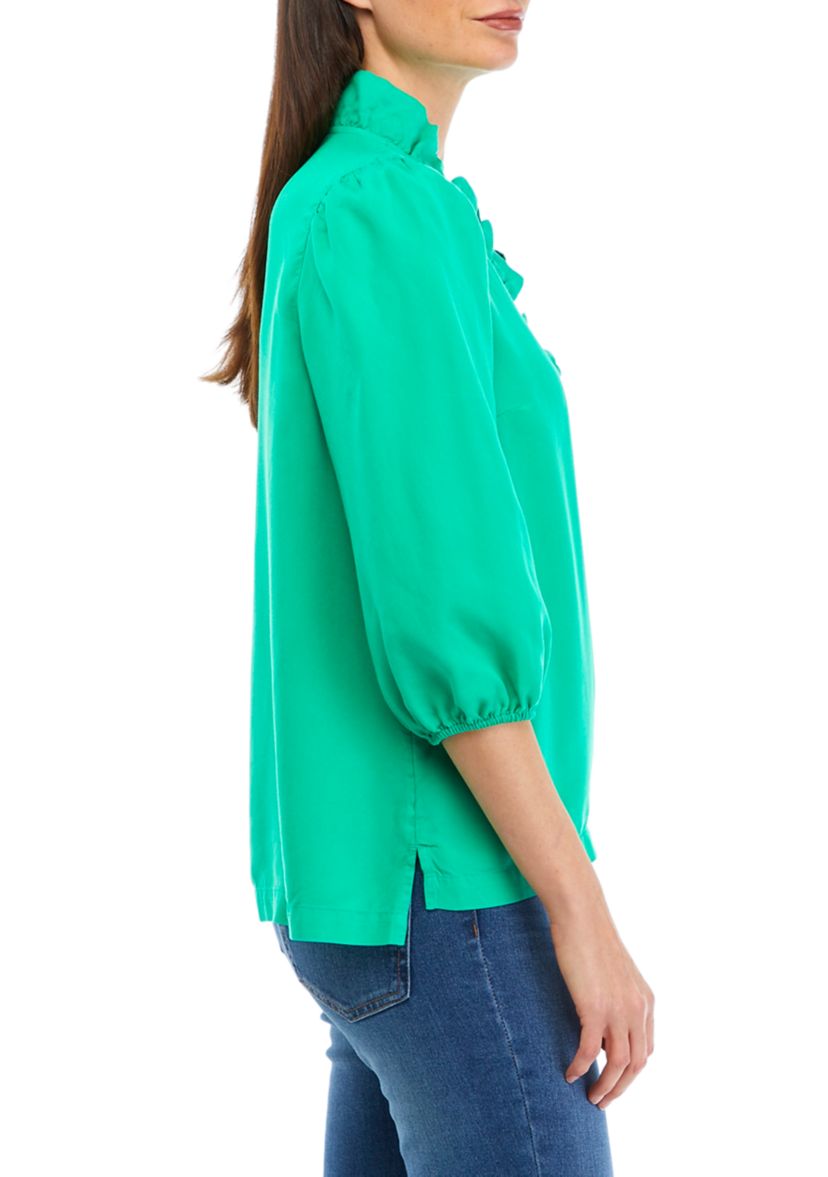 Womens Ruffle V-Neck Top