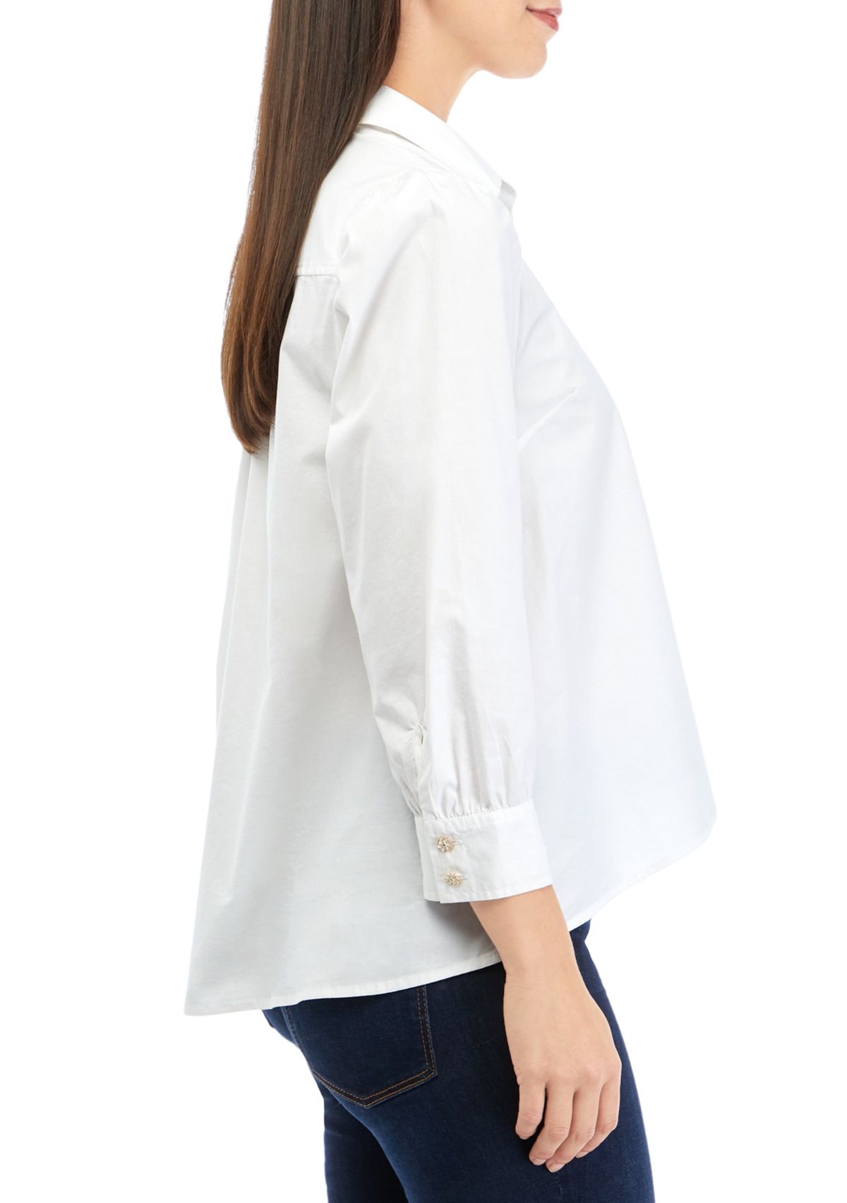Womens 3/4 Sleeve Button Down Shirt