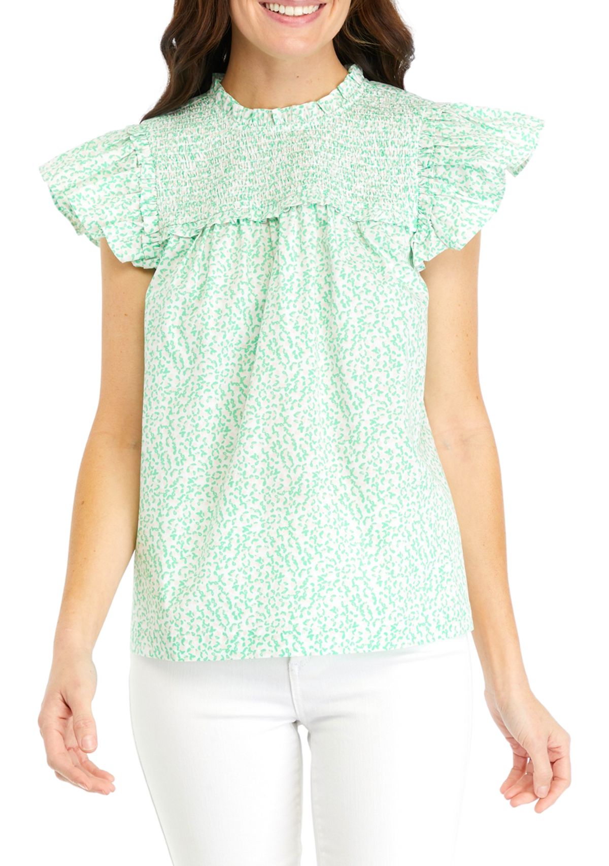 Womens Ruffle Animal Top