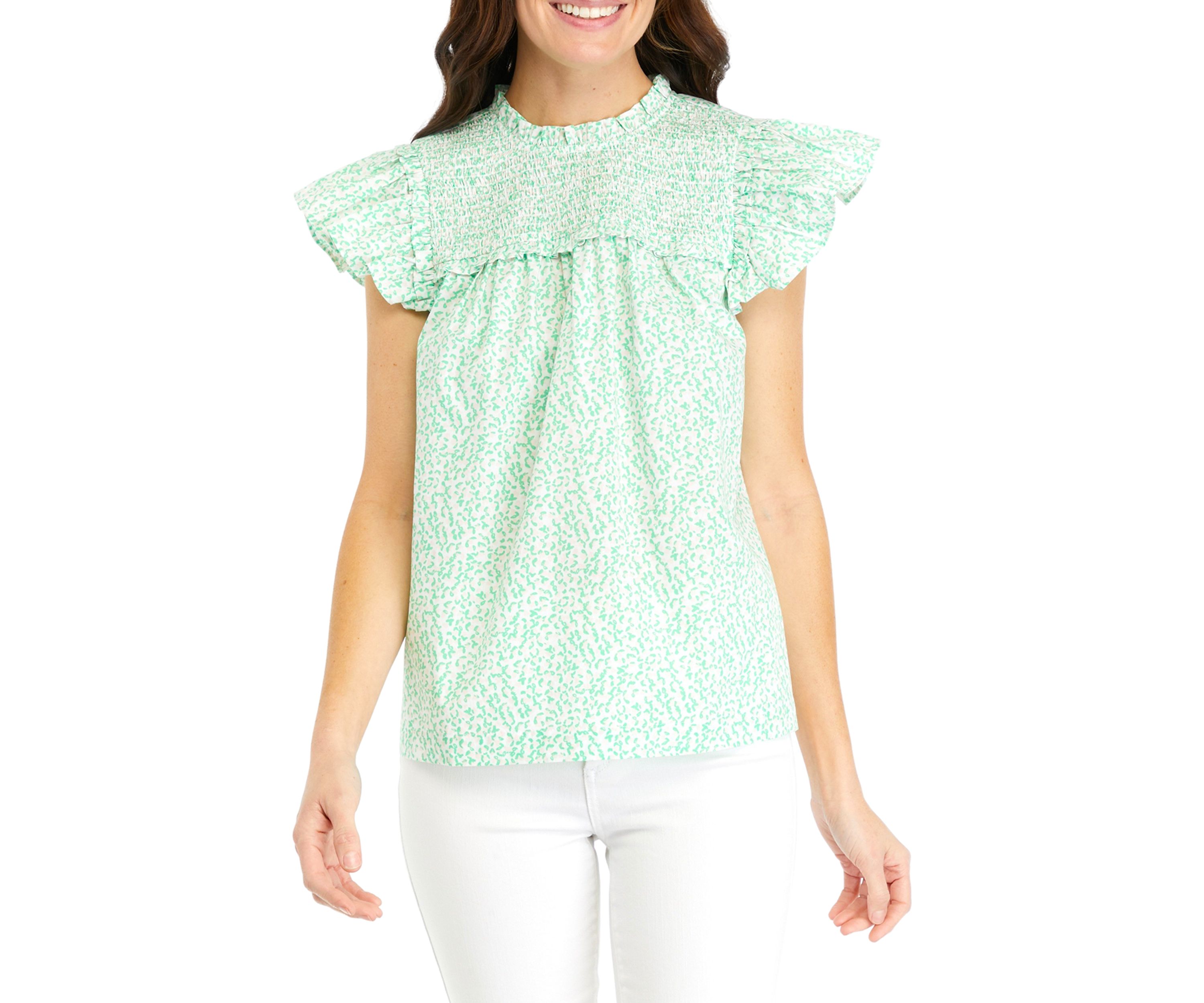 Womens Ruffle Animal Top