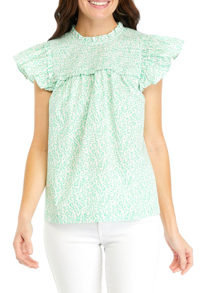 Womens Ruffle Animal Top