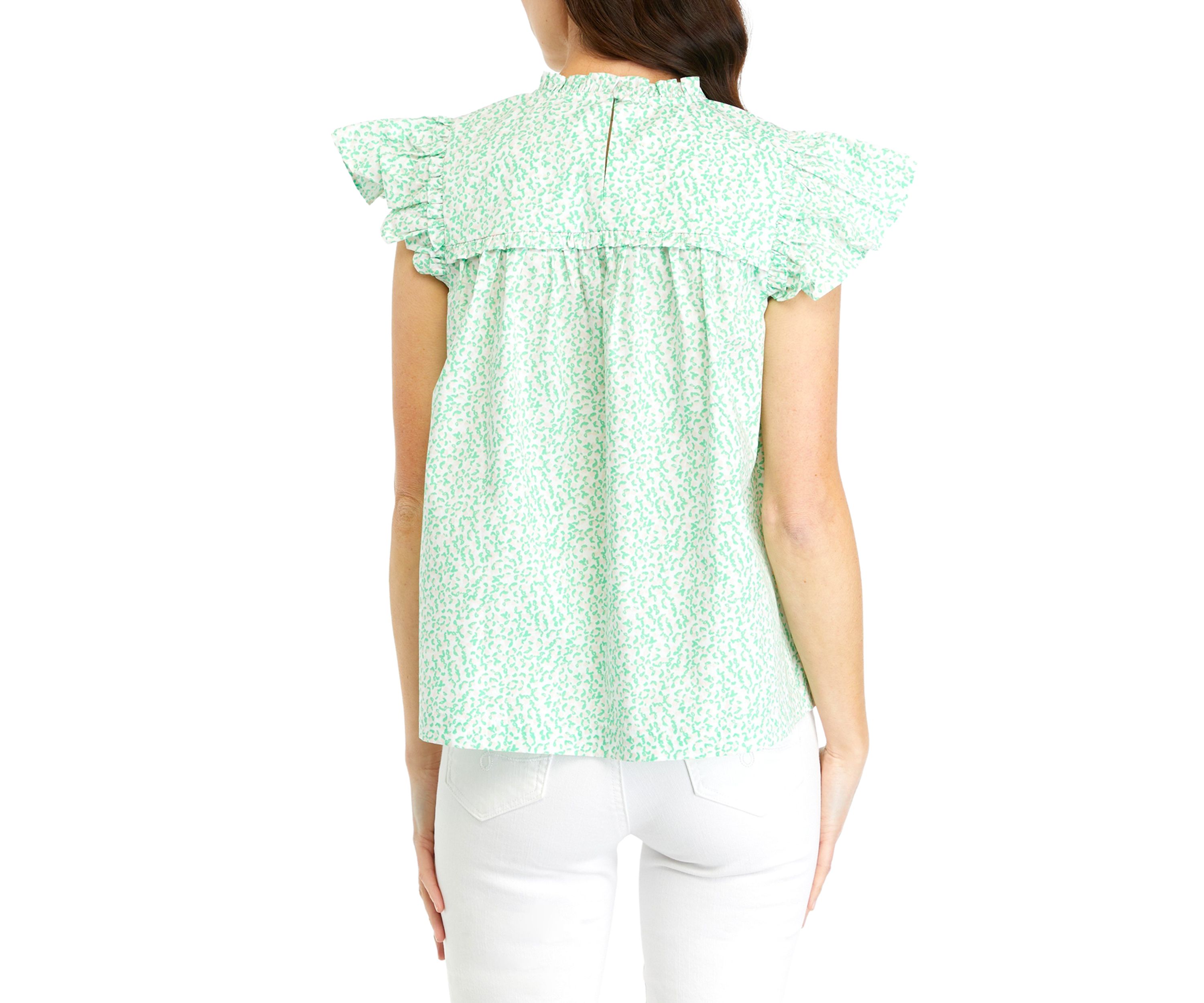 Womens Ruffle Animal Top