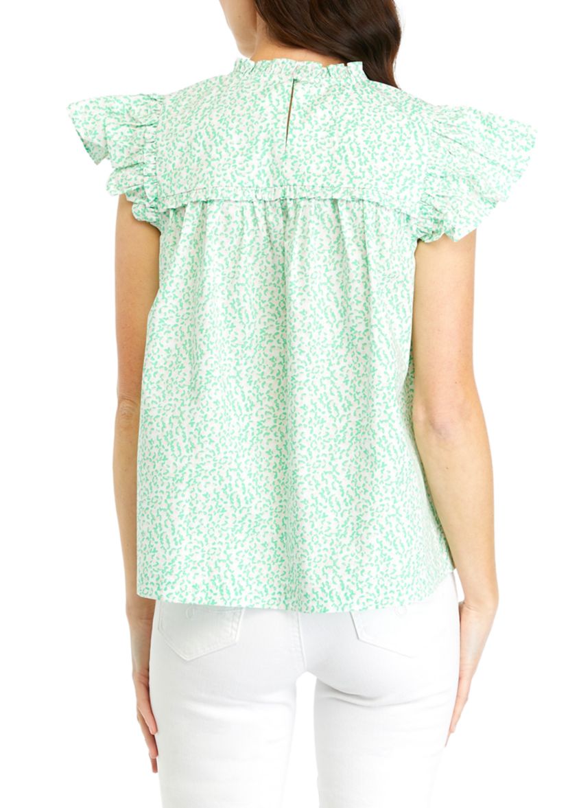 Womens Ruffle Animal Top