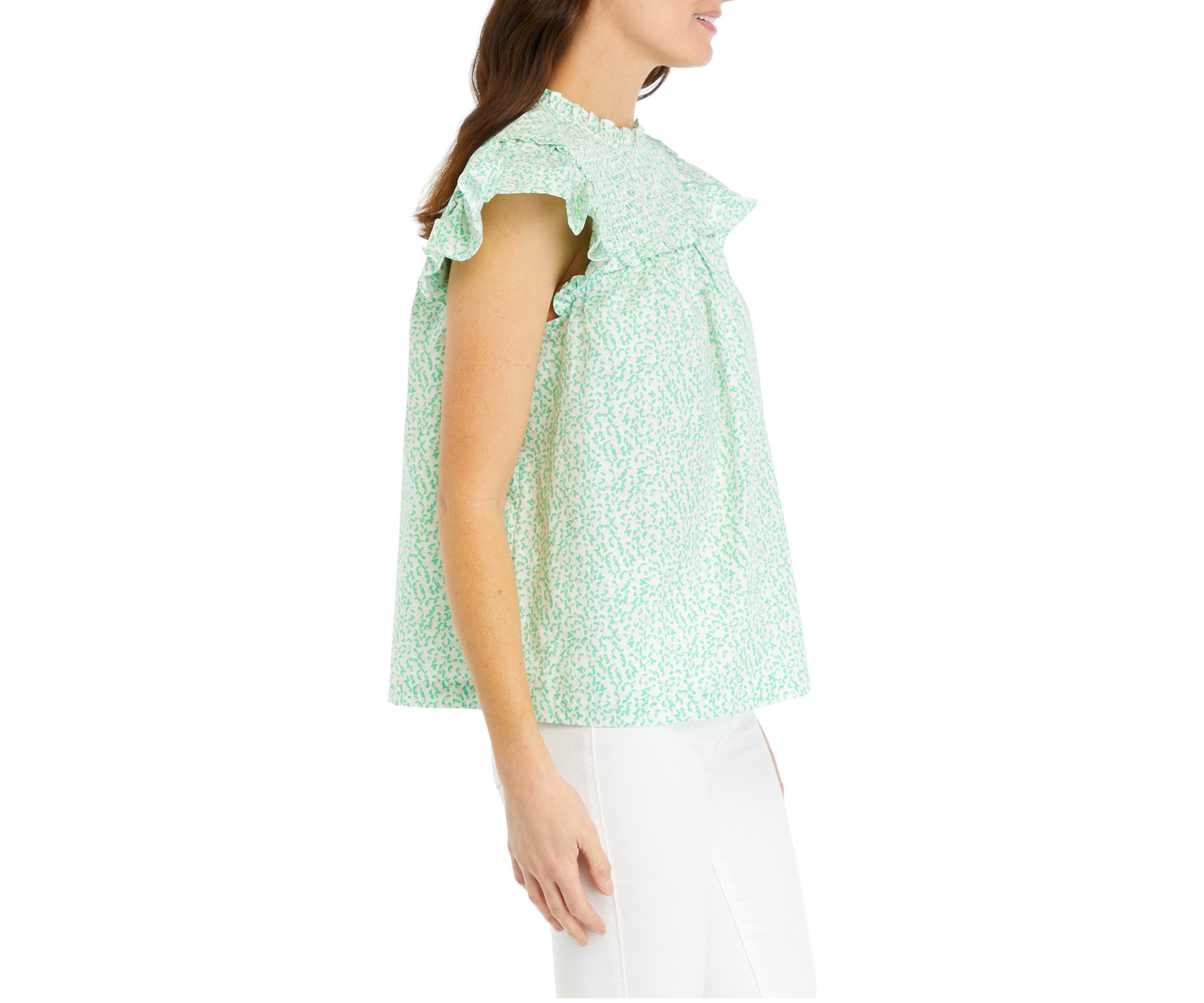 Womens Ruffle Animal Top