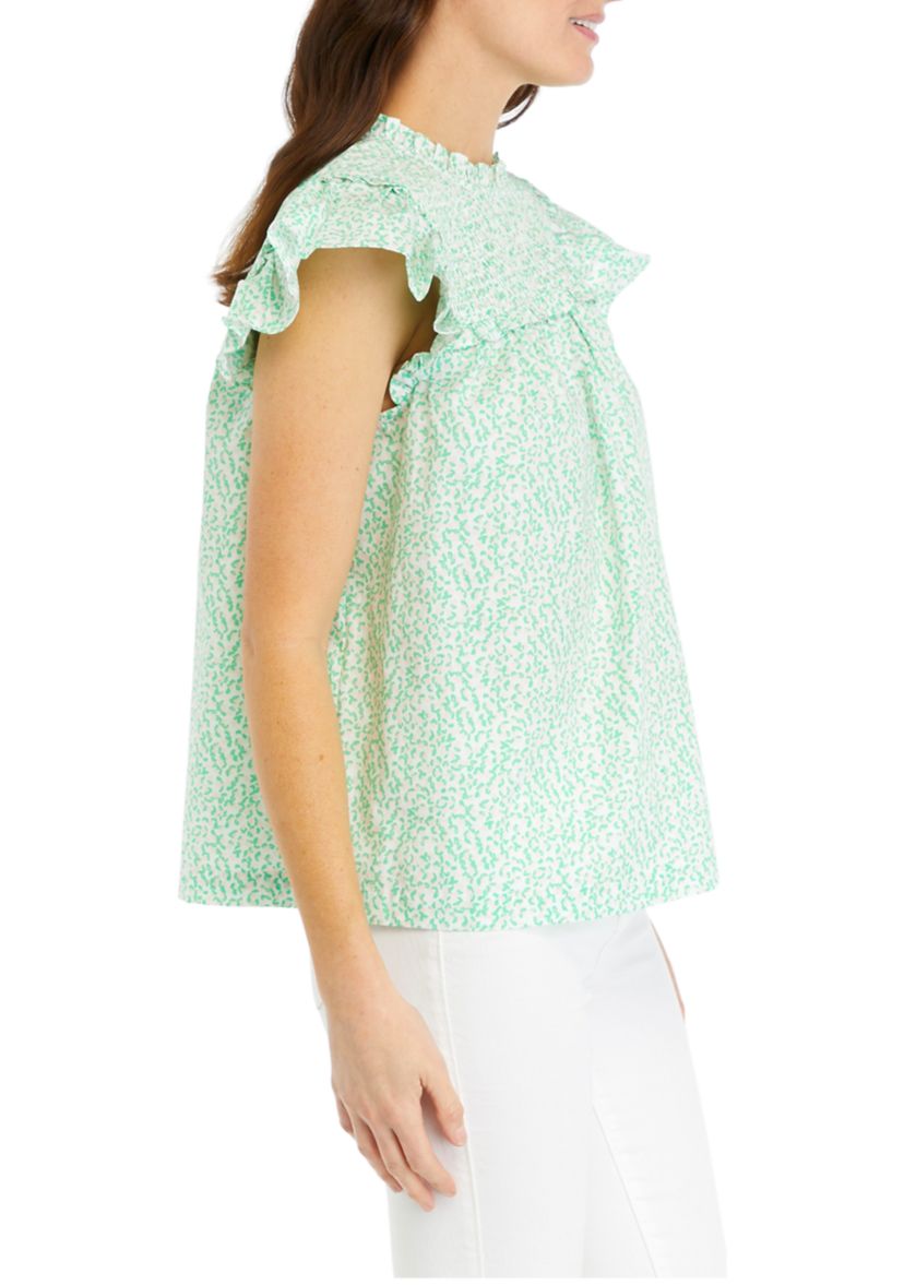 Womens Ruffle Animal Top