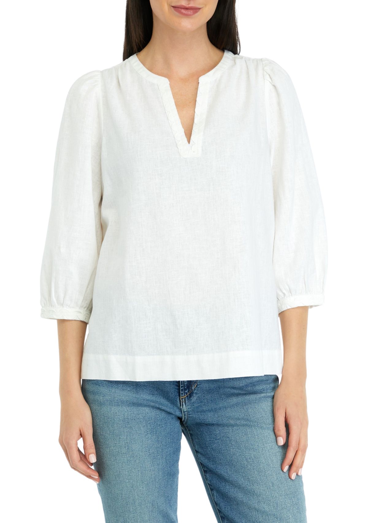 Womens Ric Rac Solid Peasant Top