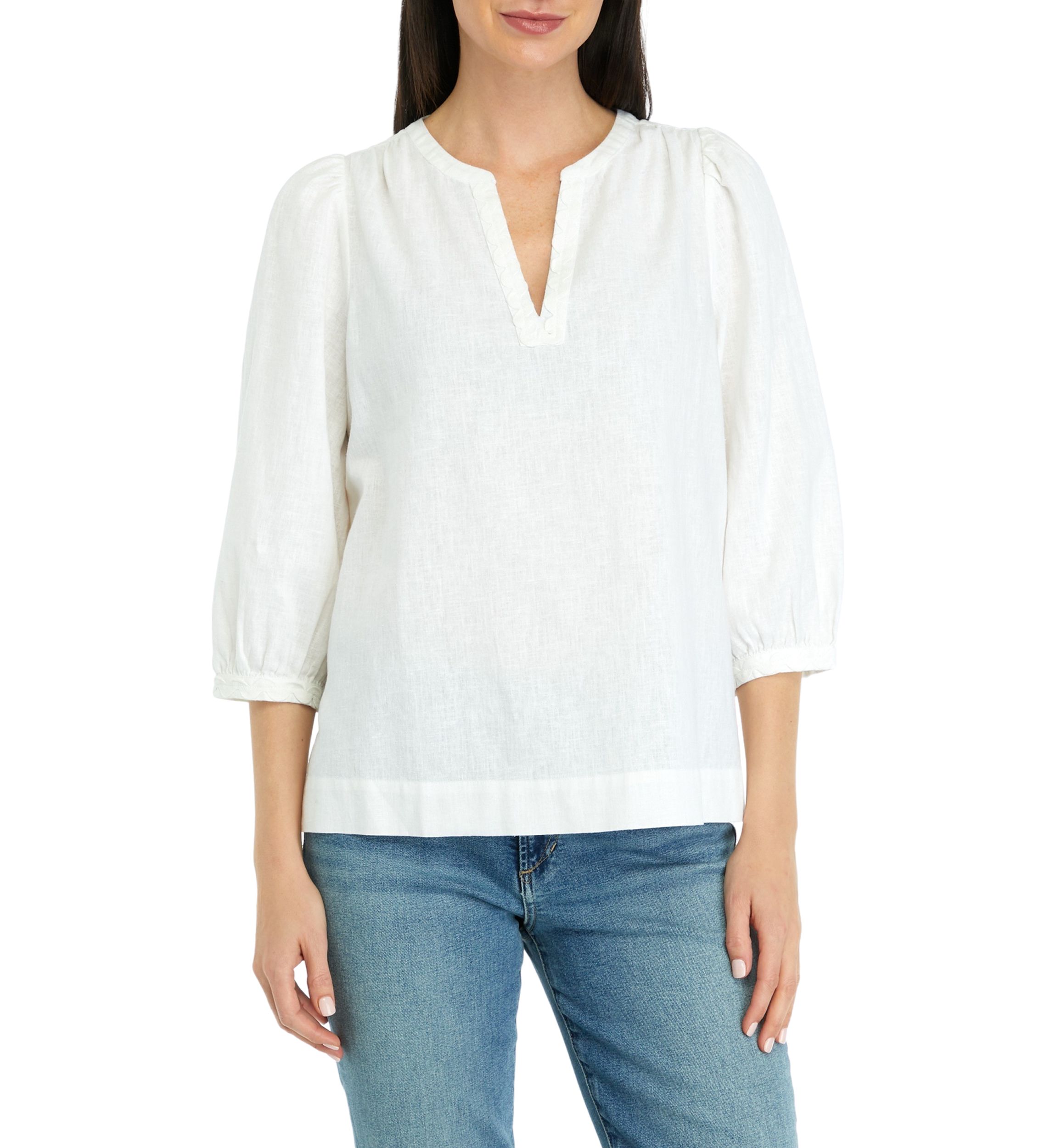 Womens Ric Rac Solid Peasant Top