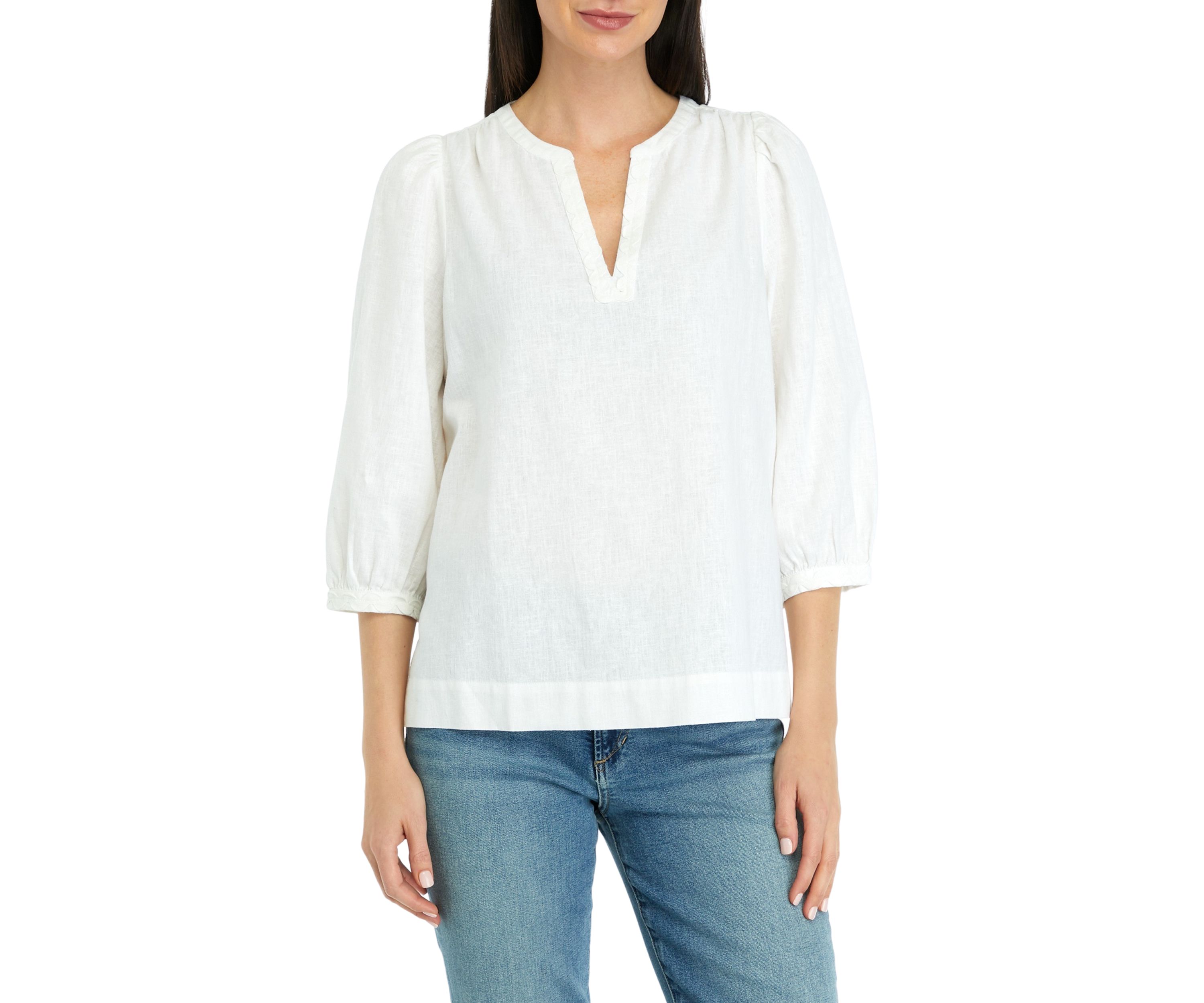 Womens Ric Rac Solid Peasant Top