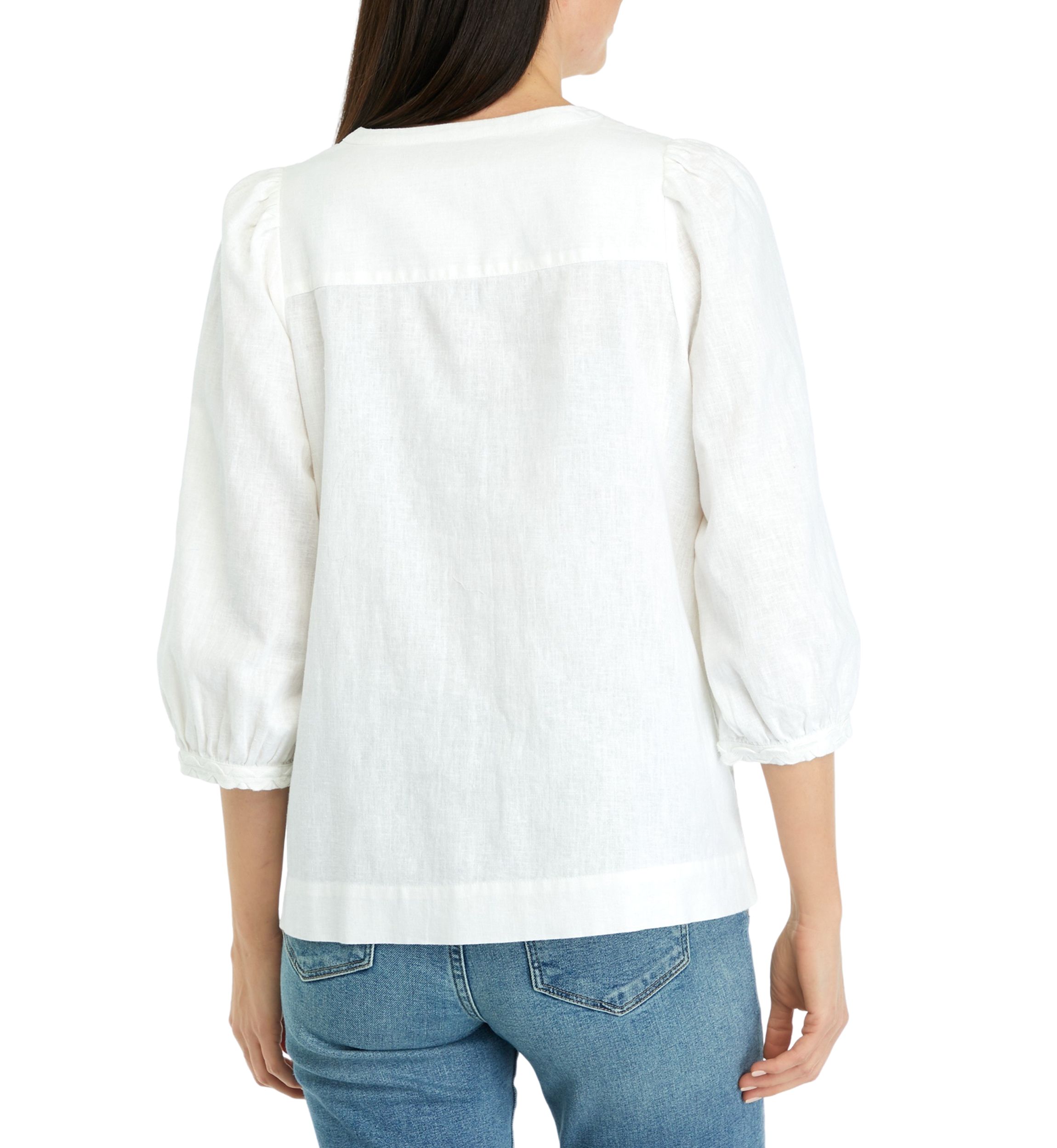 Womens Ric Rac Solid Peasant Top