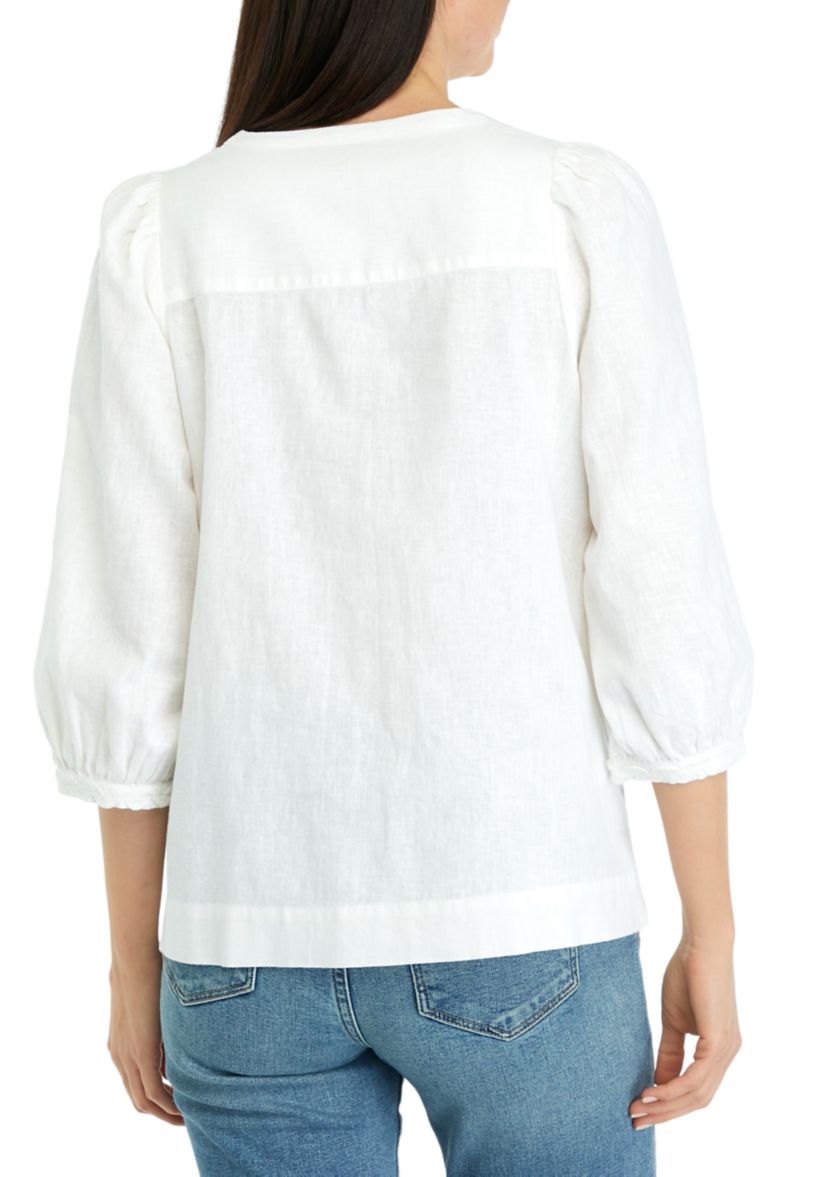 Womens Ric Rac Solid Peasant Top