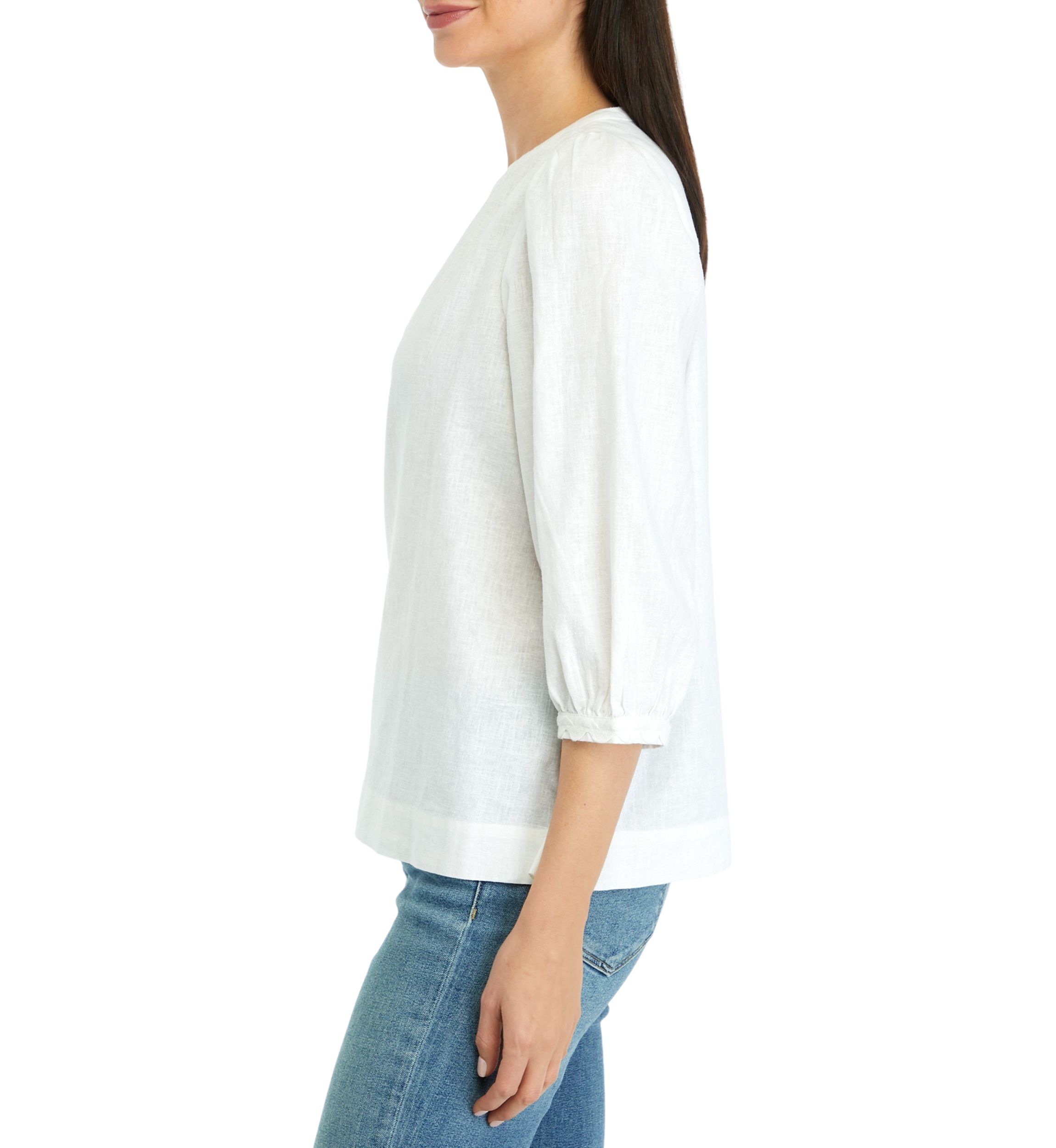 Womens Ric Rac Solid Peasant Top
