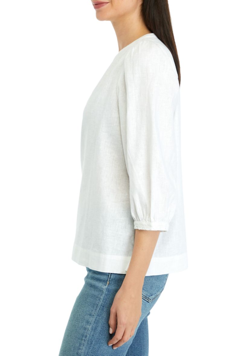 Womens Ric Rac Solid Peasant Top
