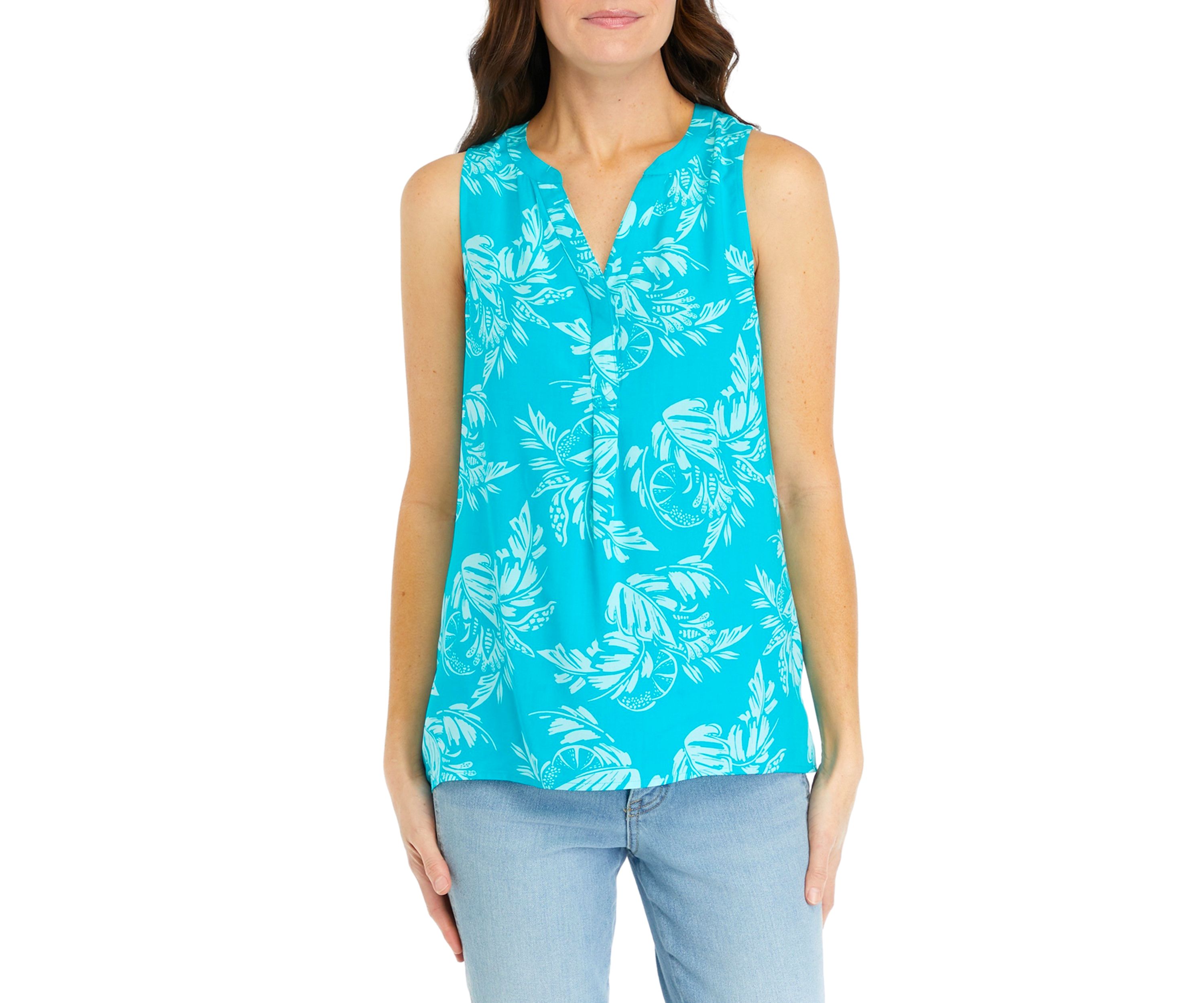 Womens Sleeveless Printed Peasant Top