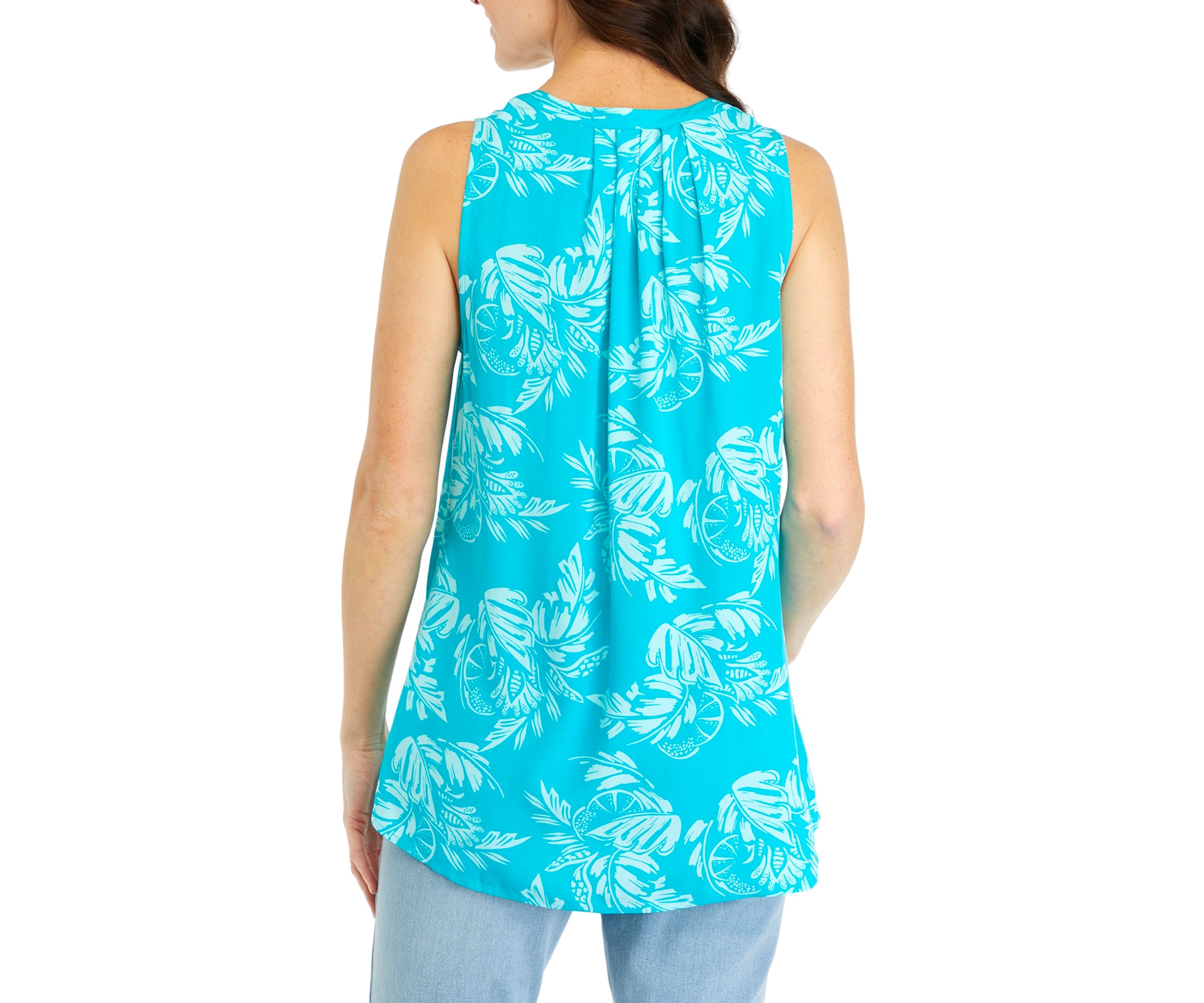 Womens Sleeveless Printed Peasant Top