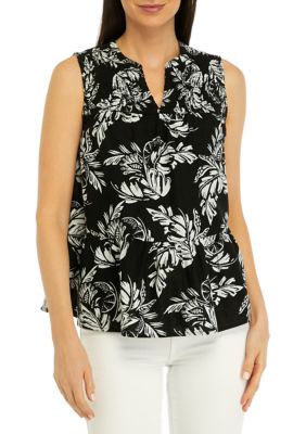 Crown & Ivy Women's Printed Smocked Peasant Top