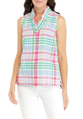 Crown & Ivy Women's Ruffled Printed Top