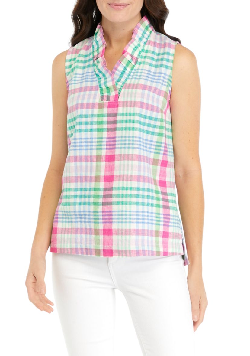 Womens Ruffled Printed Top 