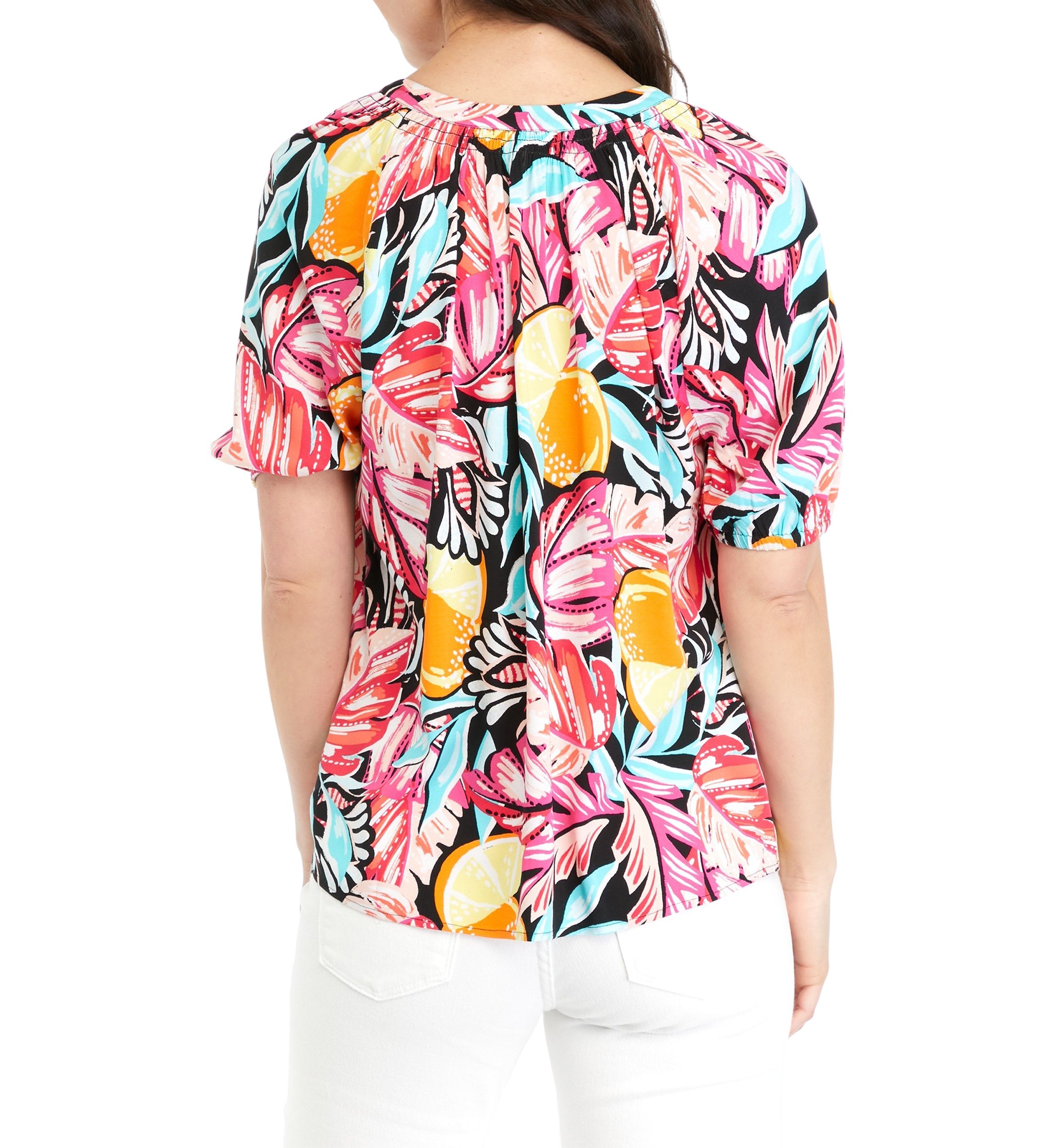 Womens Printed Peasant Top
