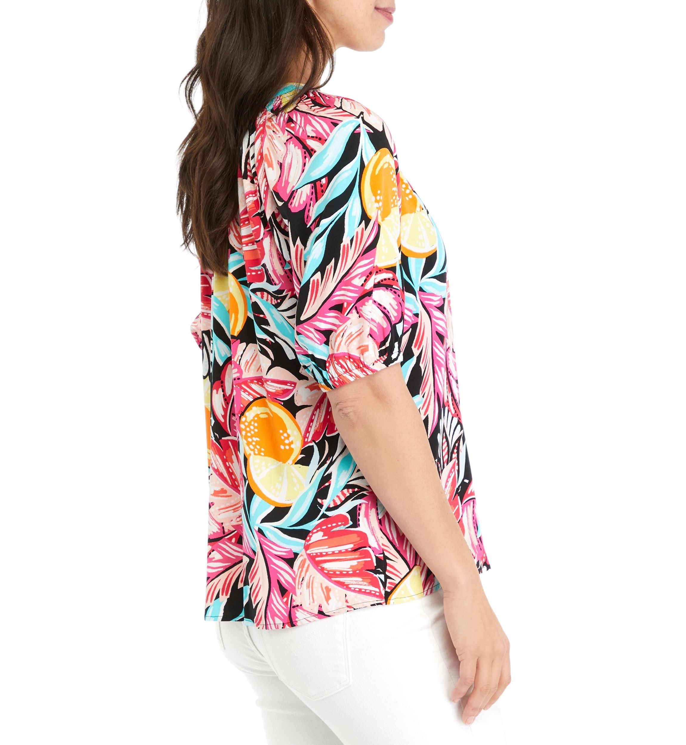 Womens Printed Peasant Top