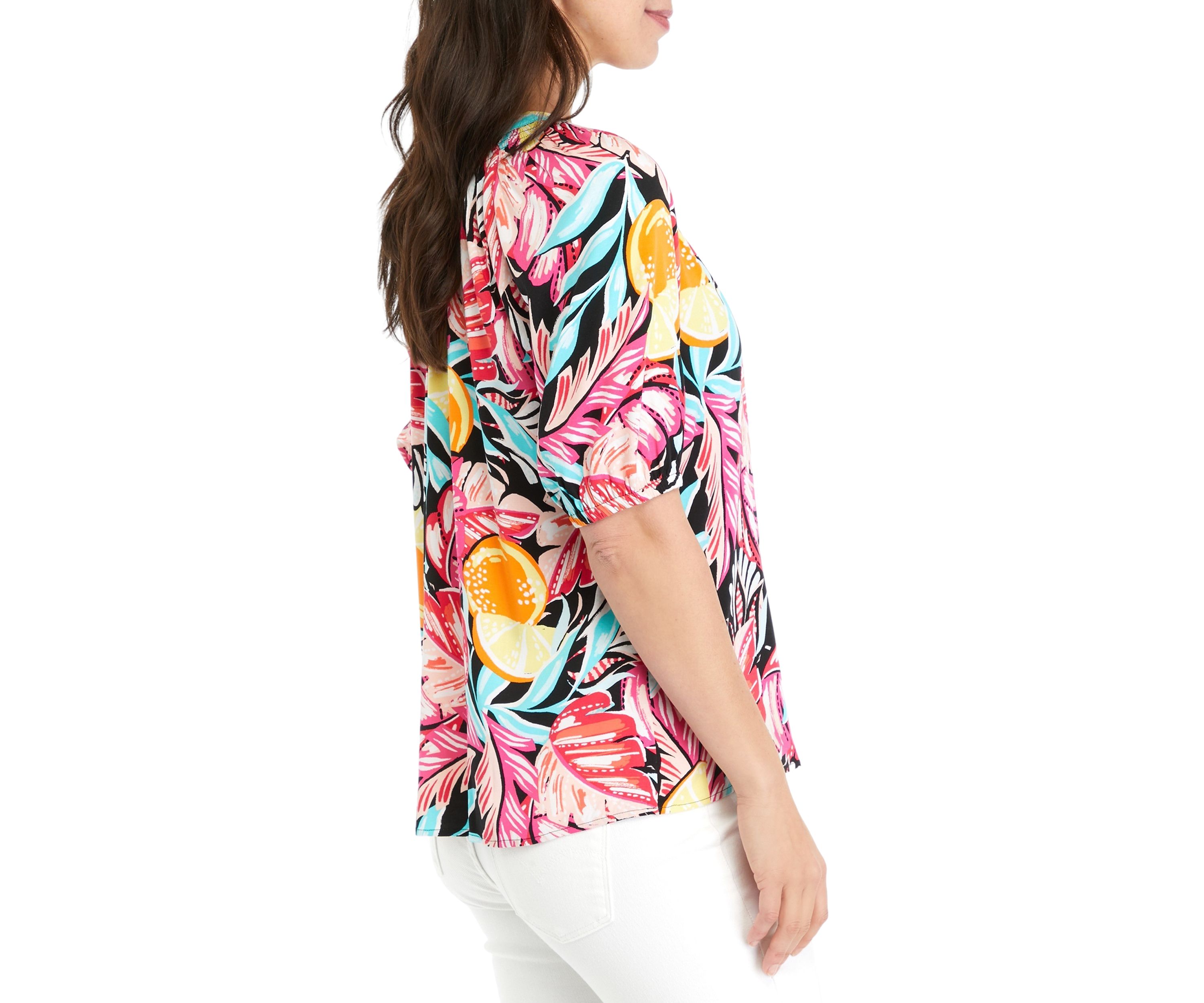 Womens Printed Peasant Top