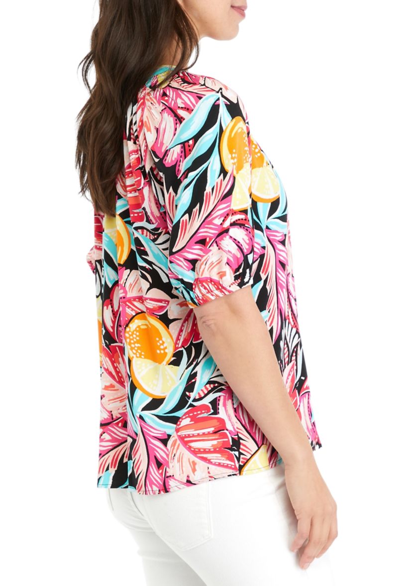 Womens Printed Peasant Top
