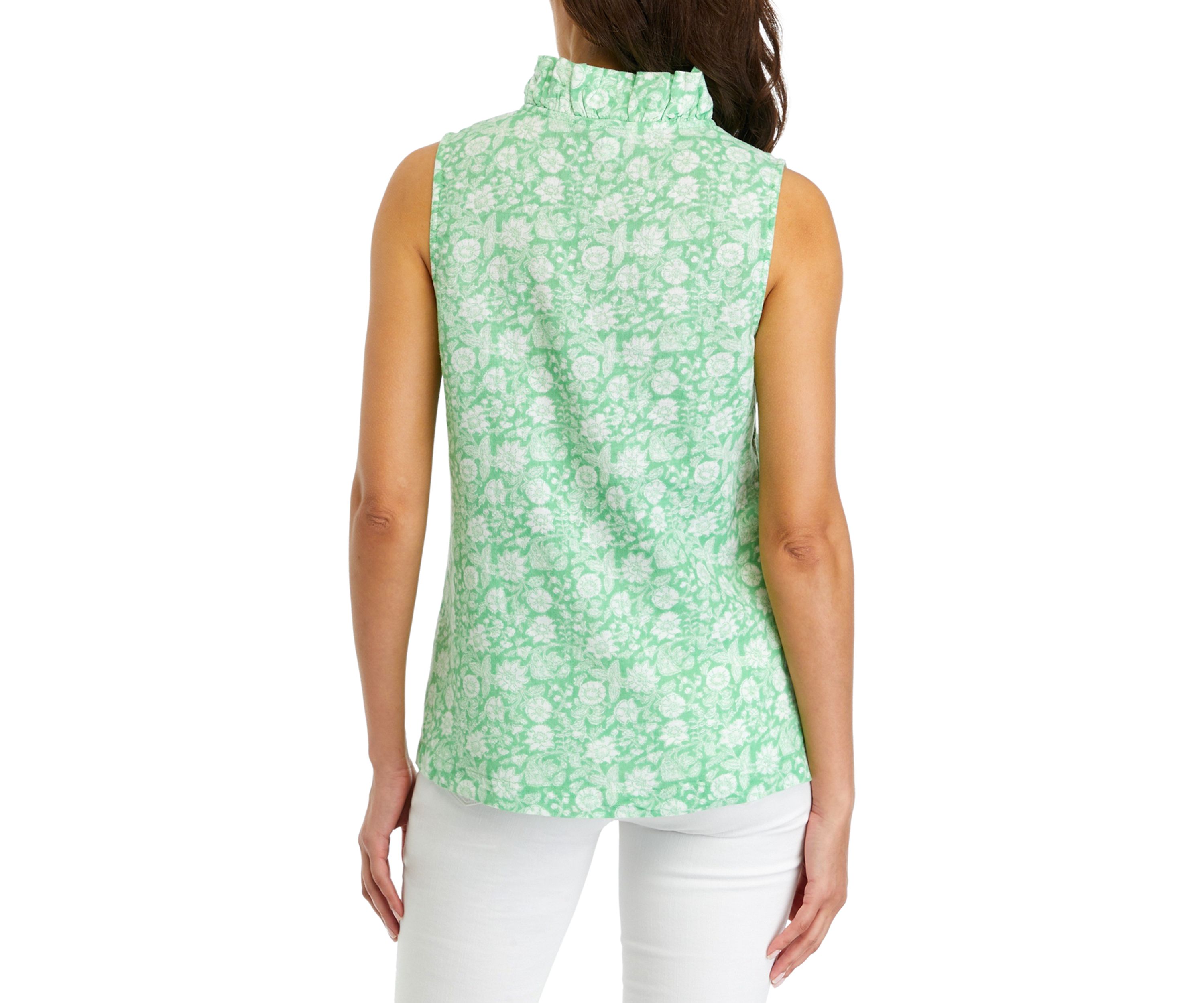 Womens Printed Linen Top