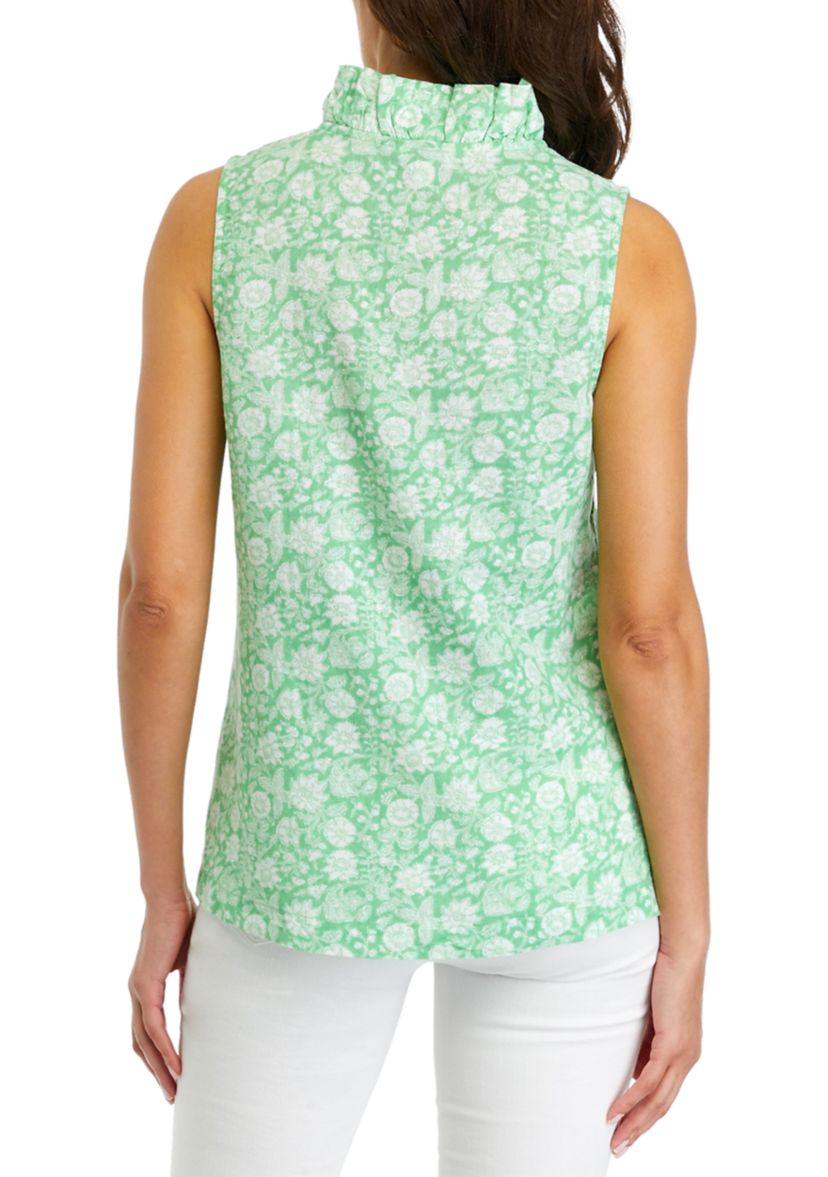 Womens Printed Linen Top
