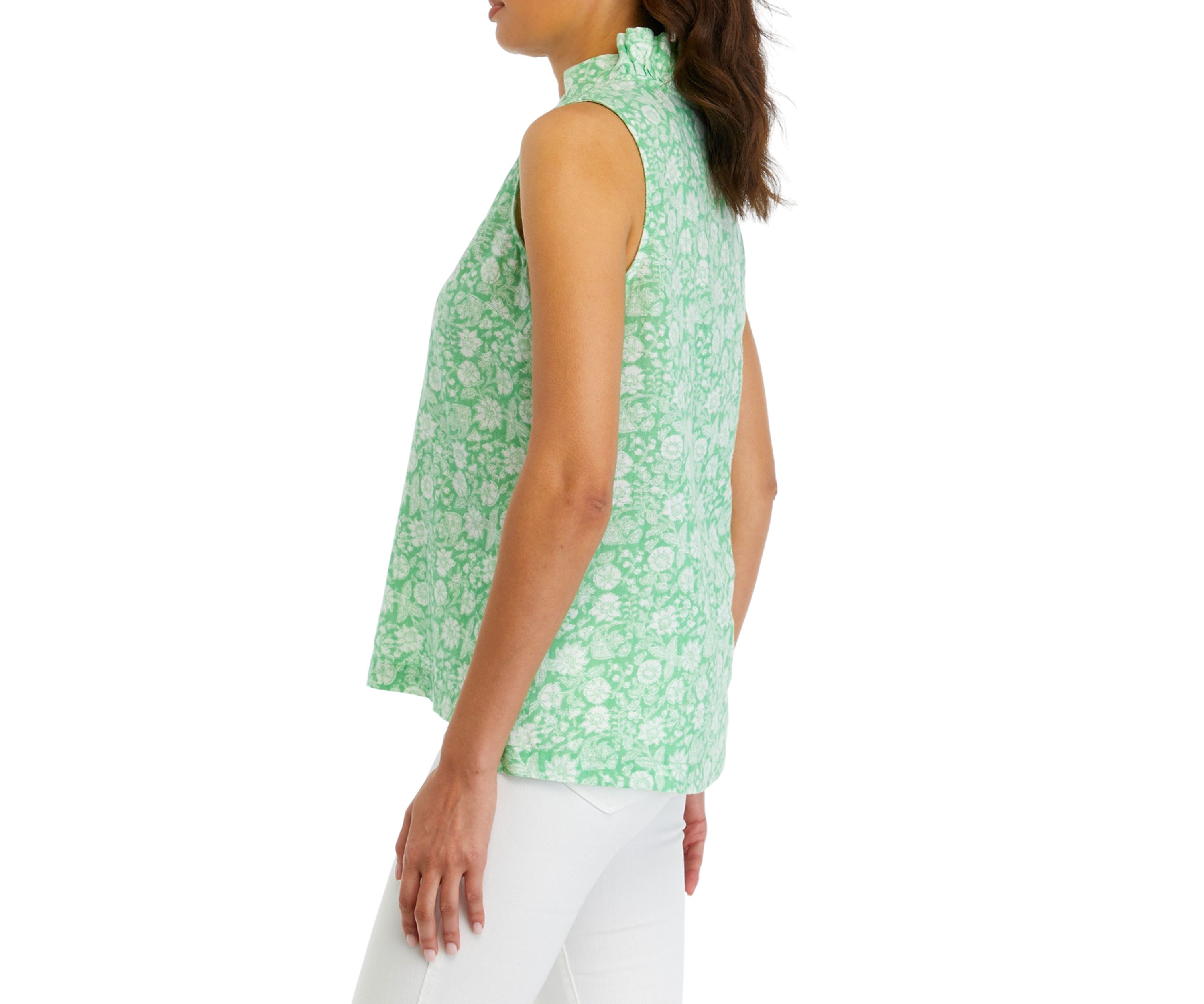 Womens Printed Linen Top
