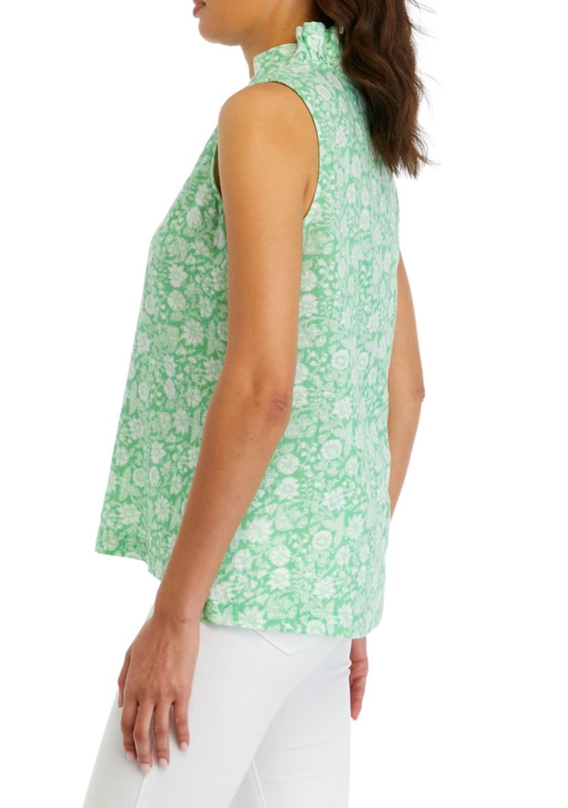 Womens Printed Linen Top