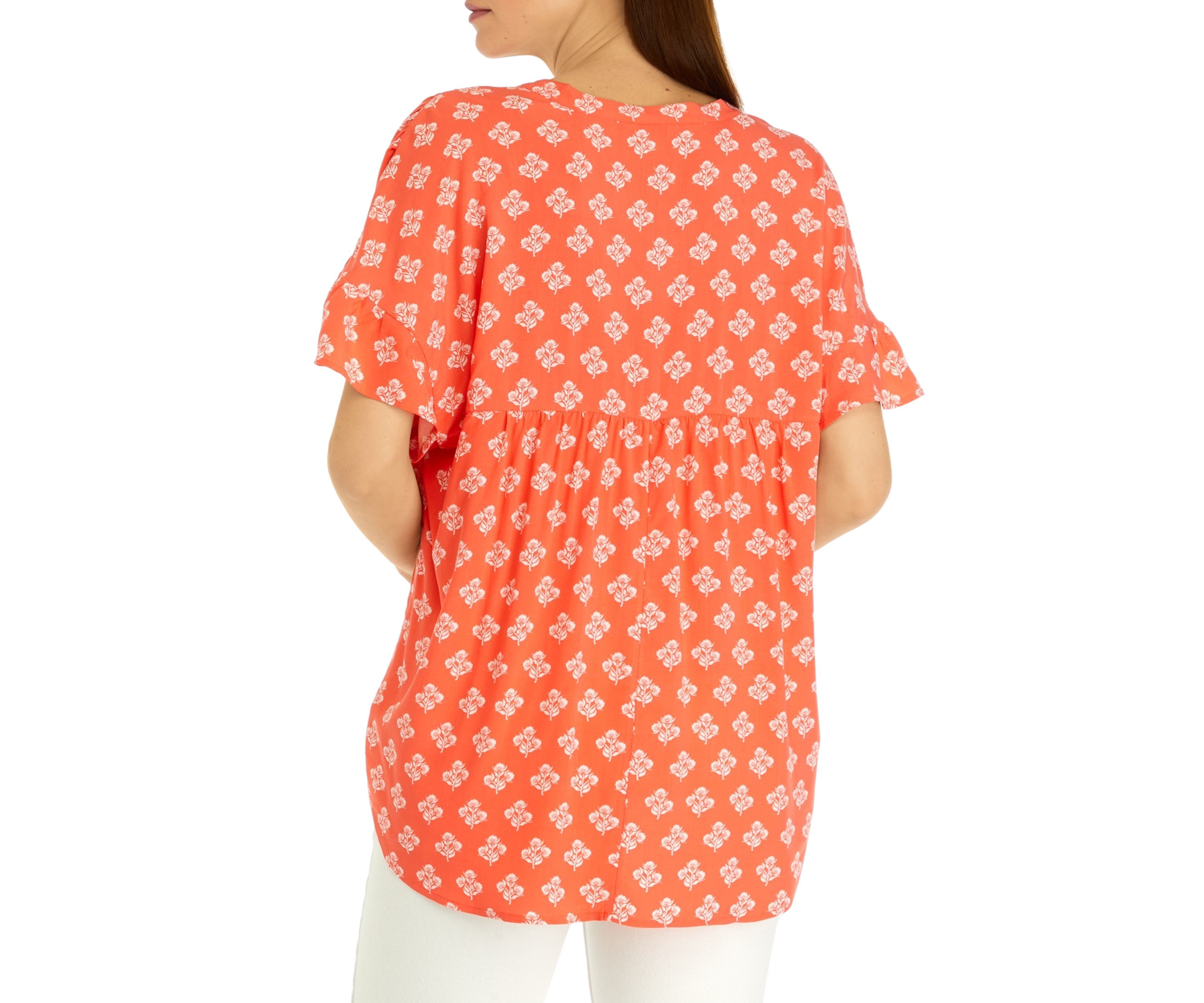 Womens Printed V-Neck Top