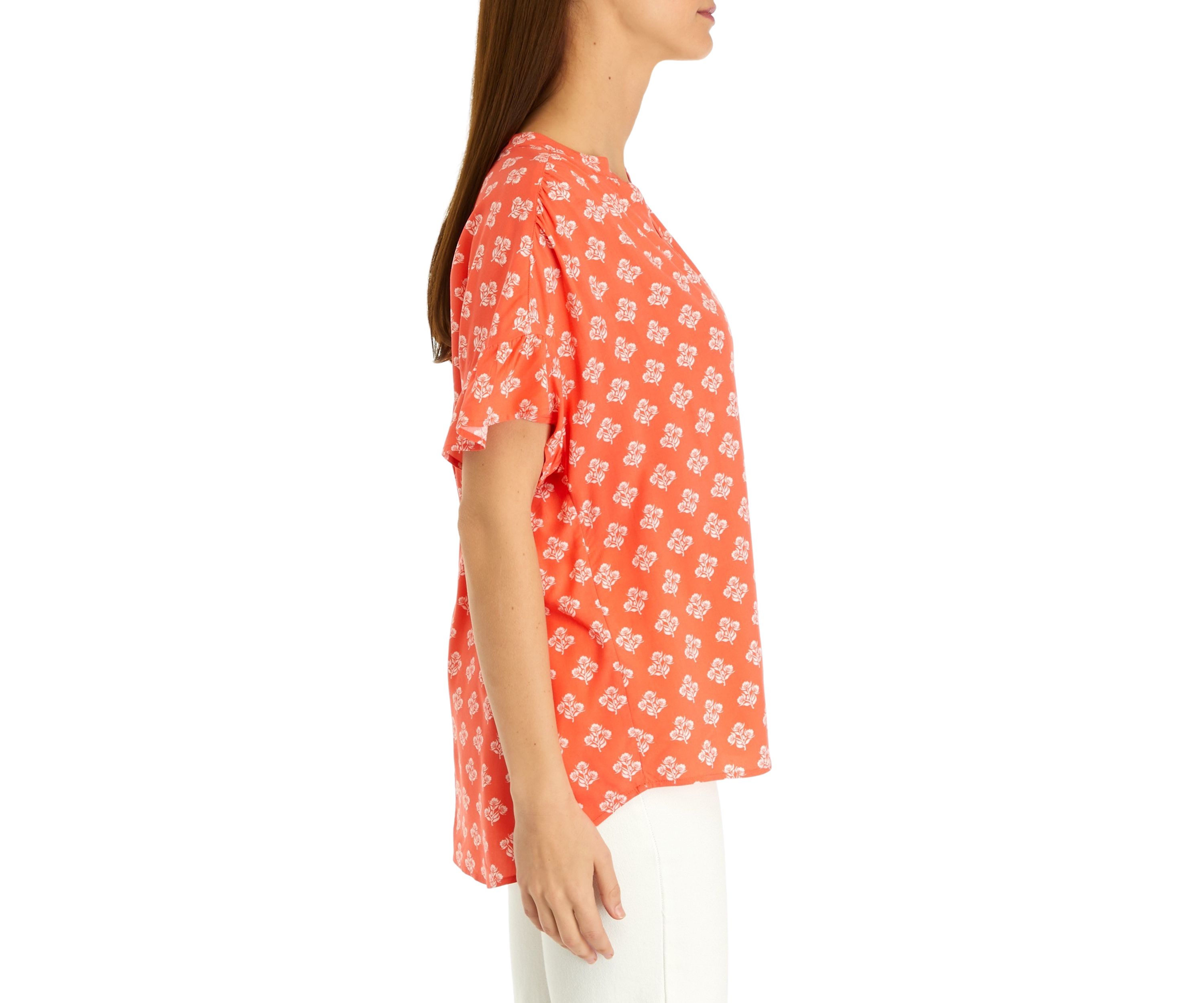 Womens Printed V-Neck Top