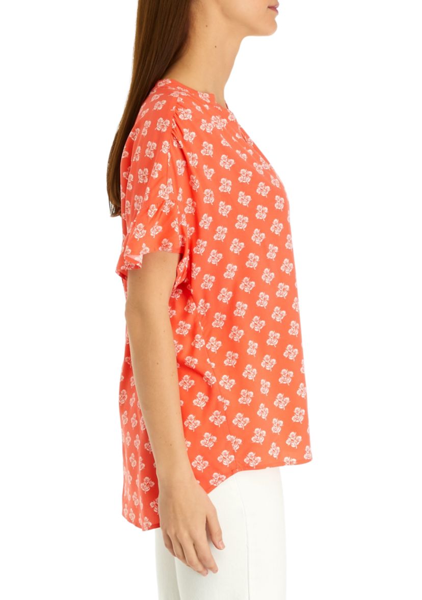 Womens Printed V-Neck Top