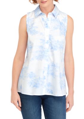 Crown & Ivy Women's Printed Sleeveless Boyfriend Top