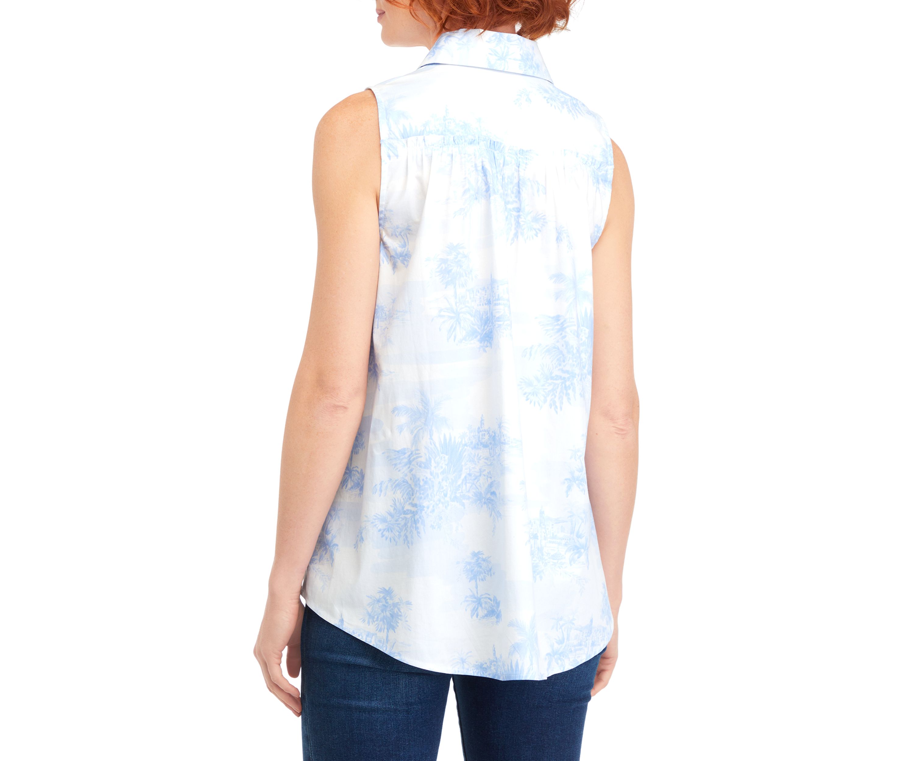 Womens Printed Sleeveless Boyfriend Top