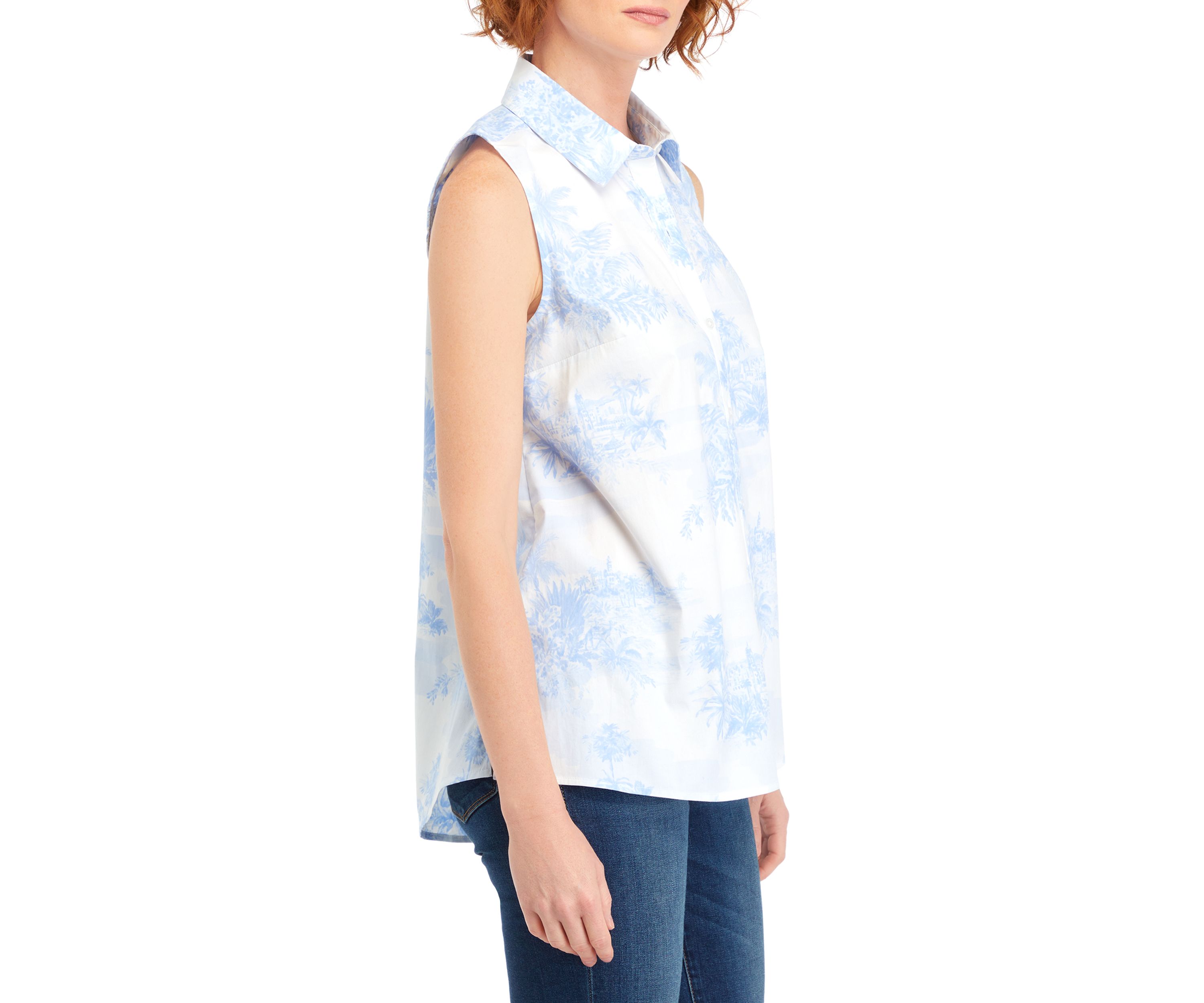 Womens Printed Sleeveless Boyfriend Top