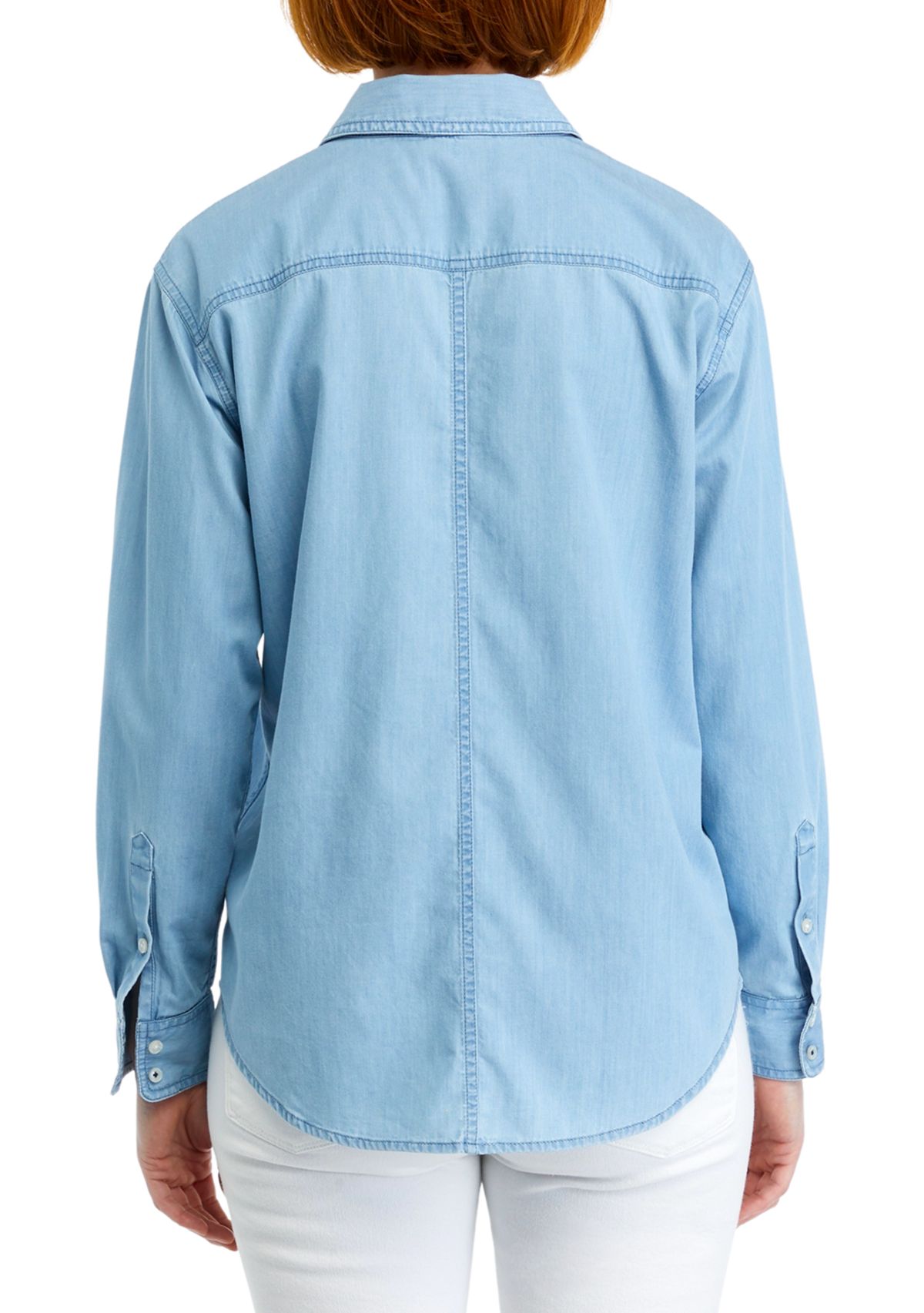 Womens Long Sleeve Chambray Boyfriend Shirt