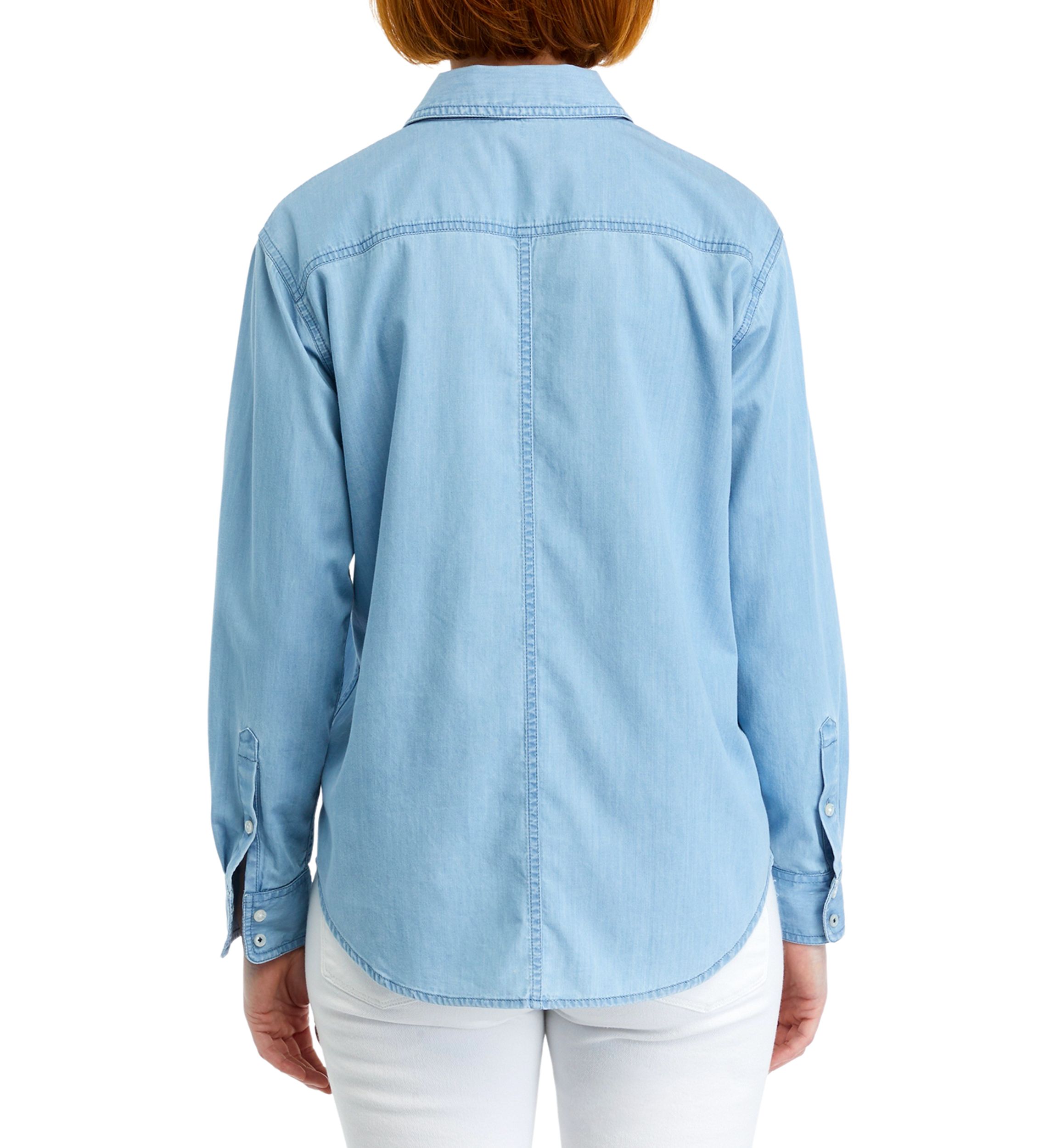 Womens Long Sleeve Chambray Boyfriend Shirt