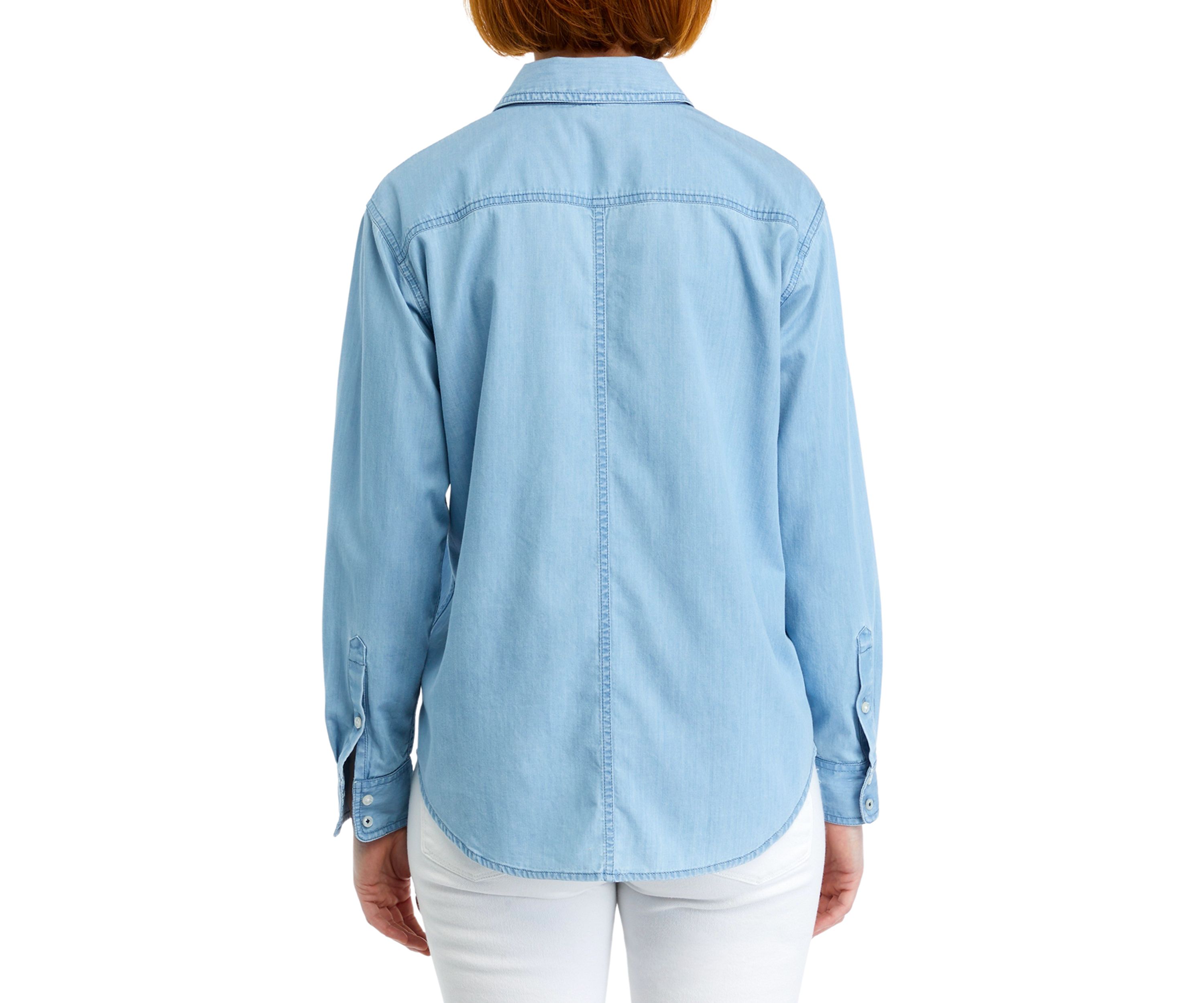 Womens Long Sleeve Chambray Boyfriend Shirt