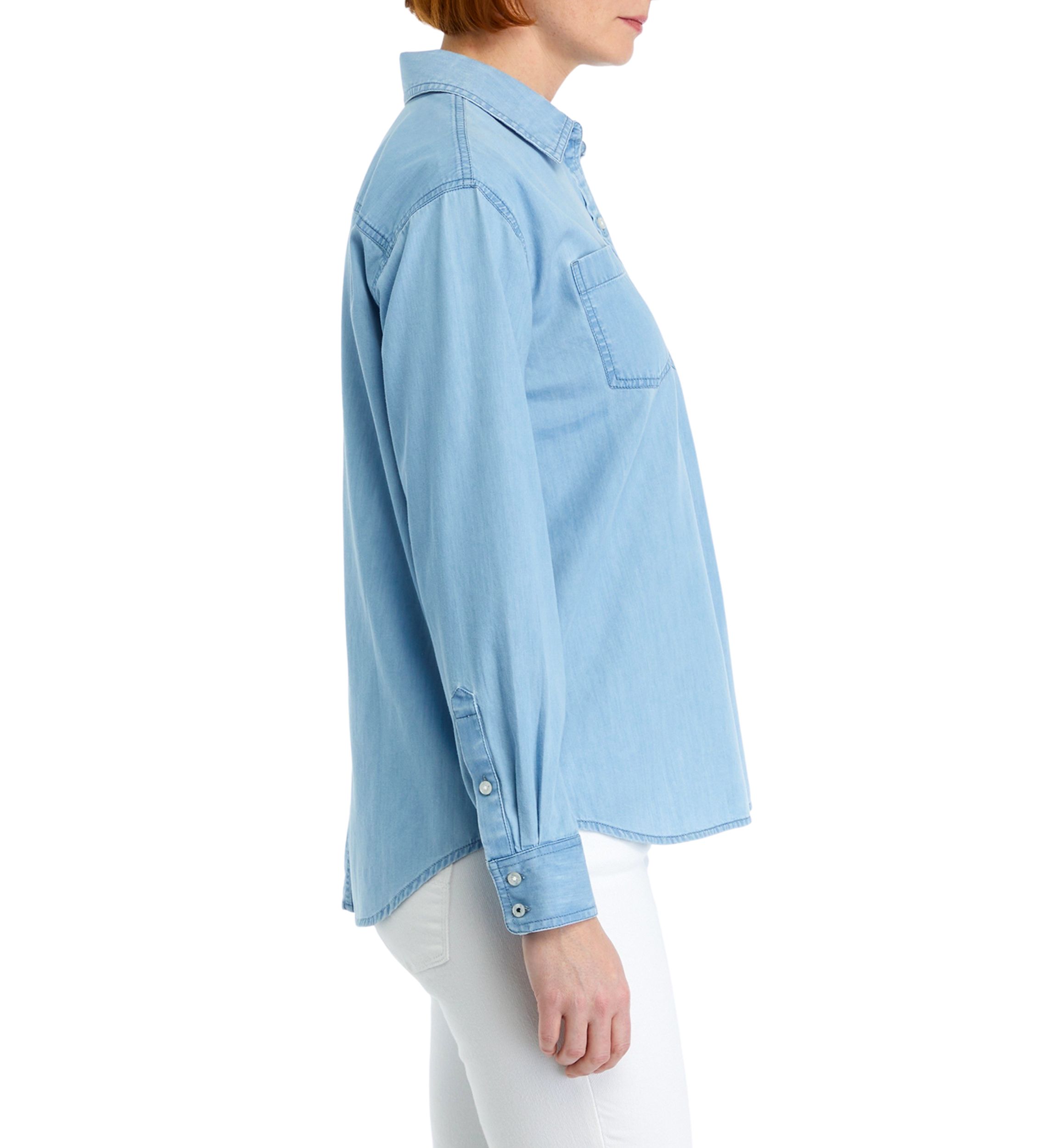 Womens Long Sleeve Chambray Boyfriend Shirt