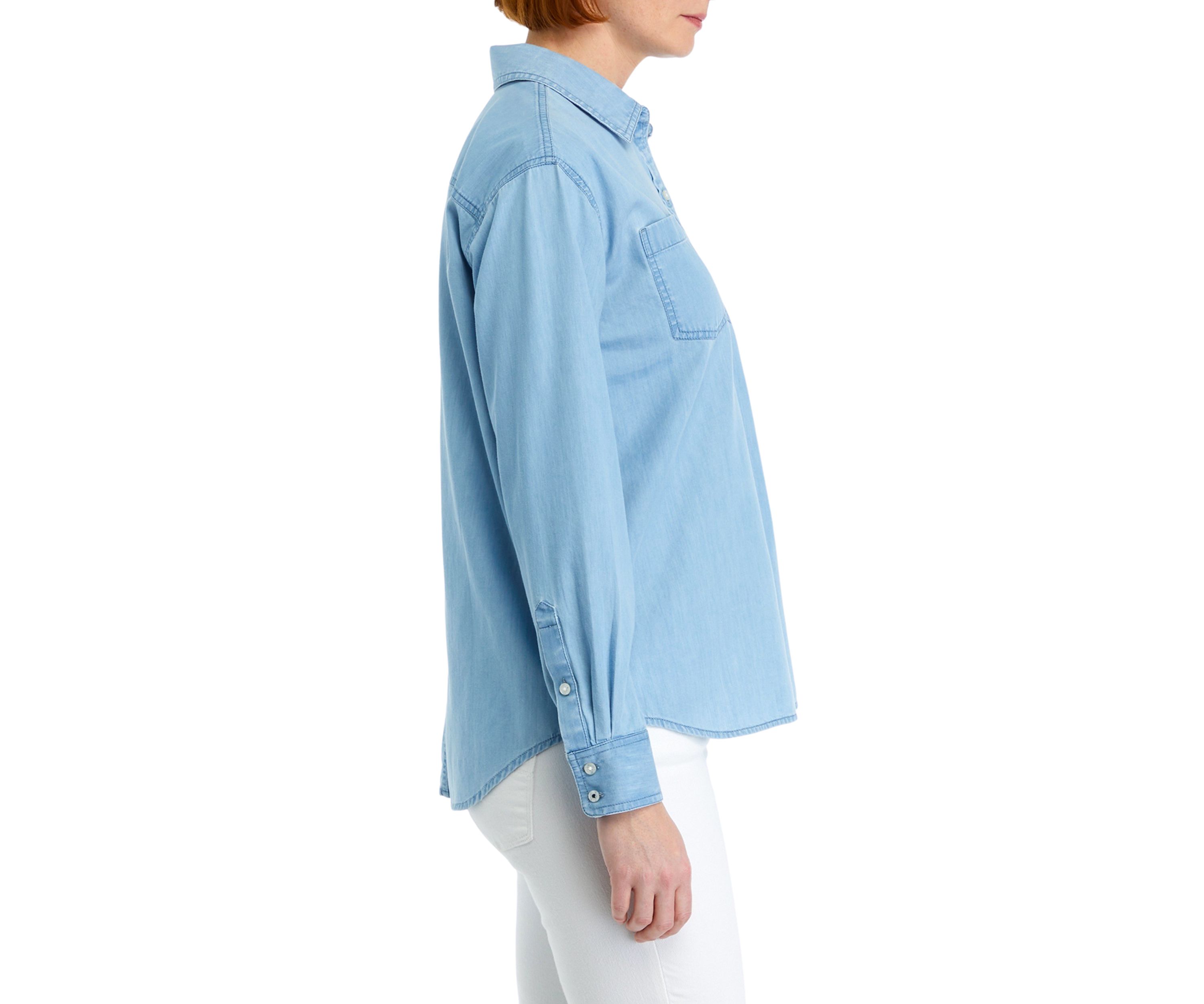 Womens Long Sleeve Chambray Boyfriend Shirt