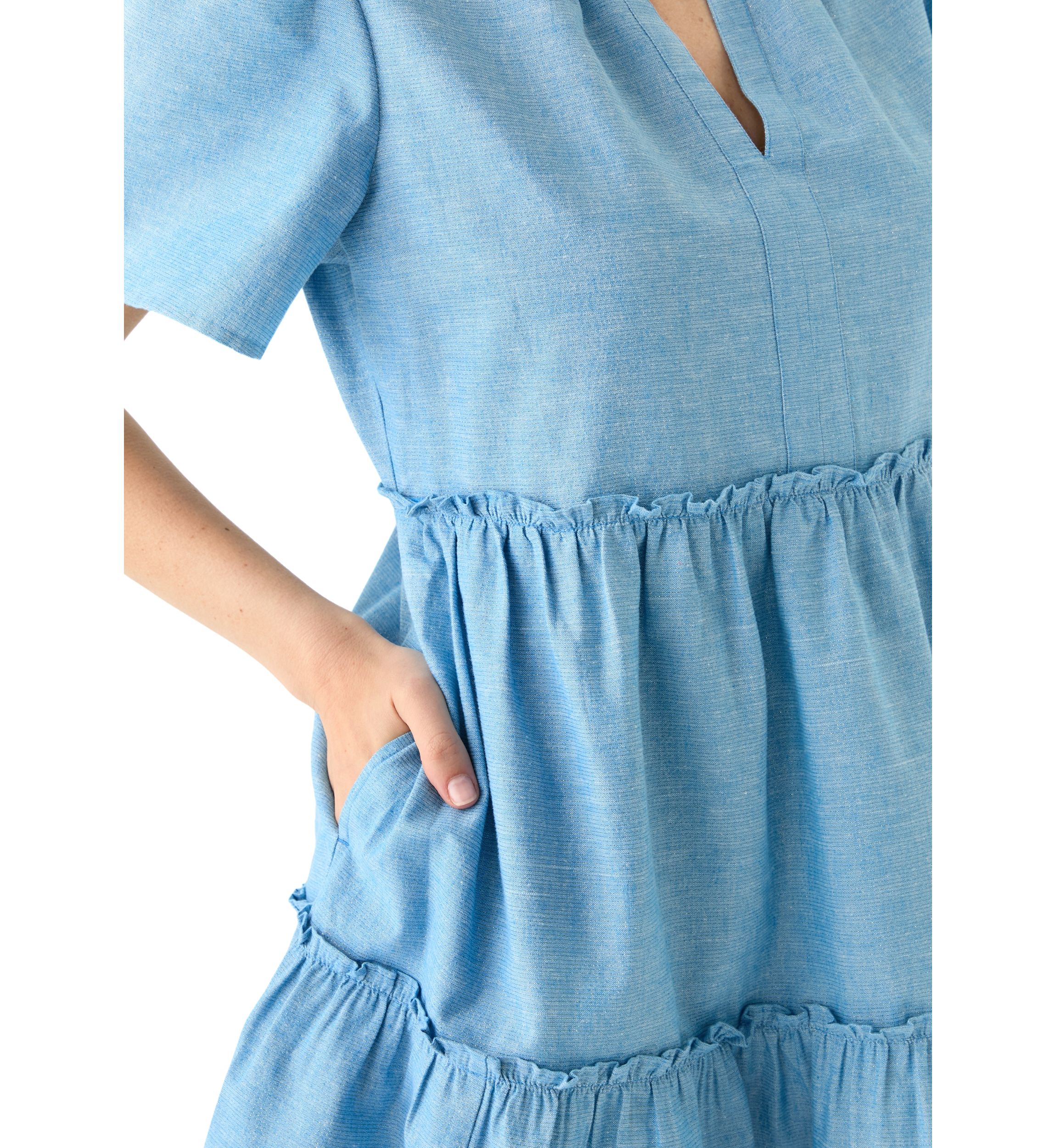 Womens Solid Peasant Dress