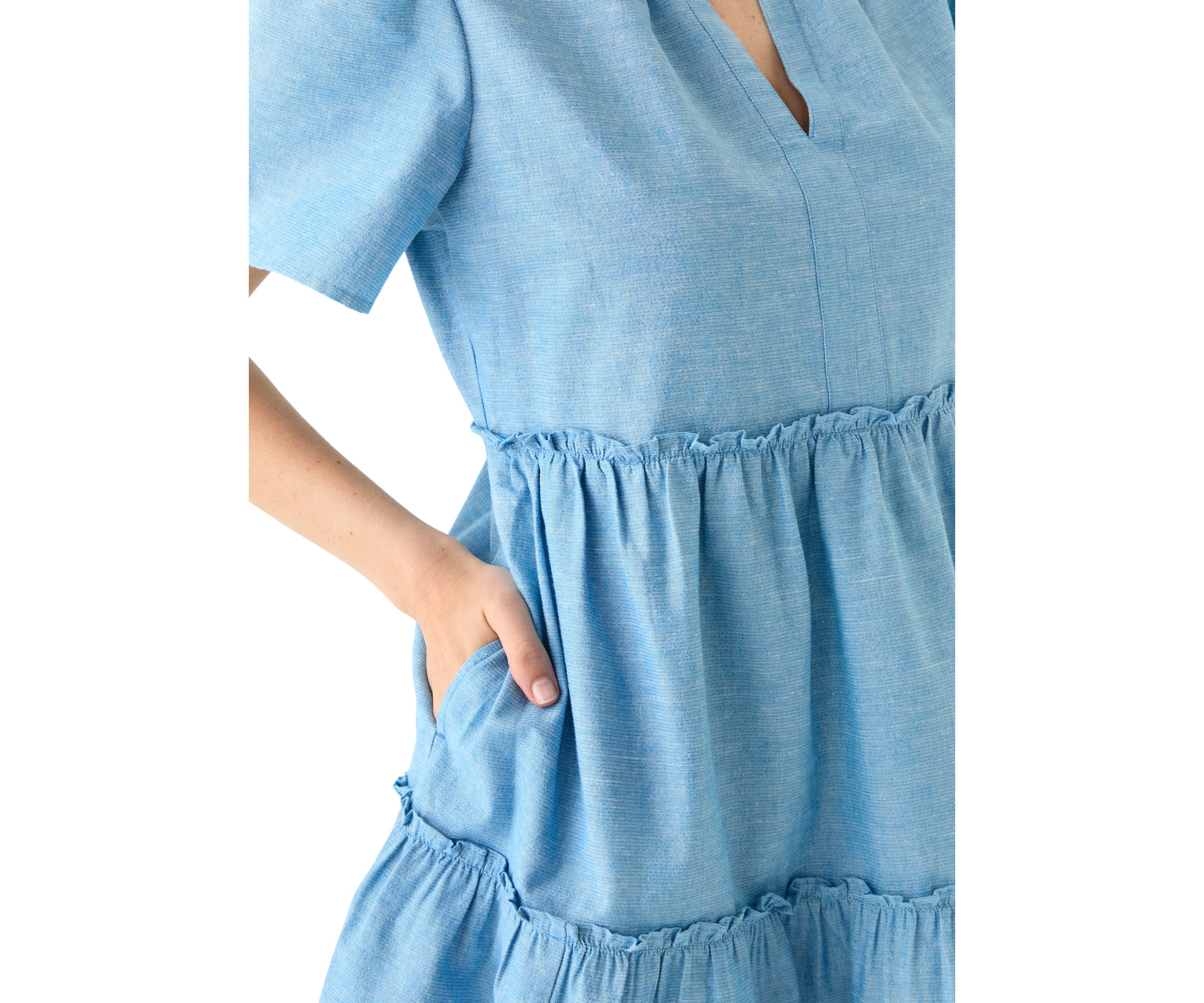 Womens Solid Peasant Dress