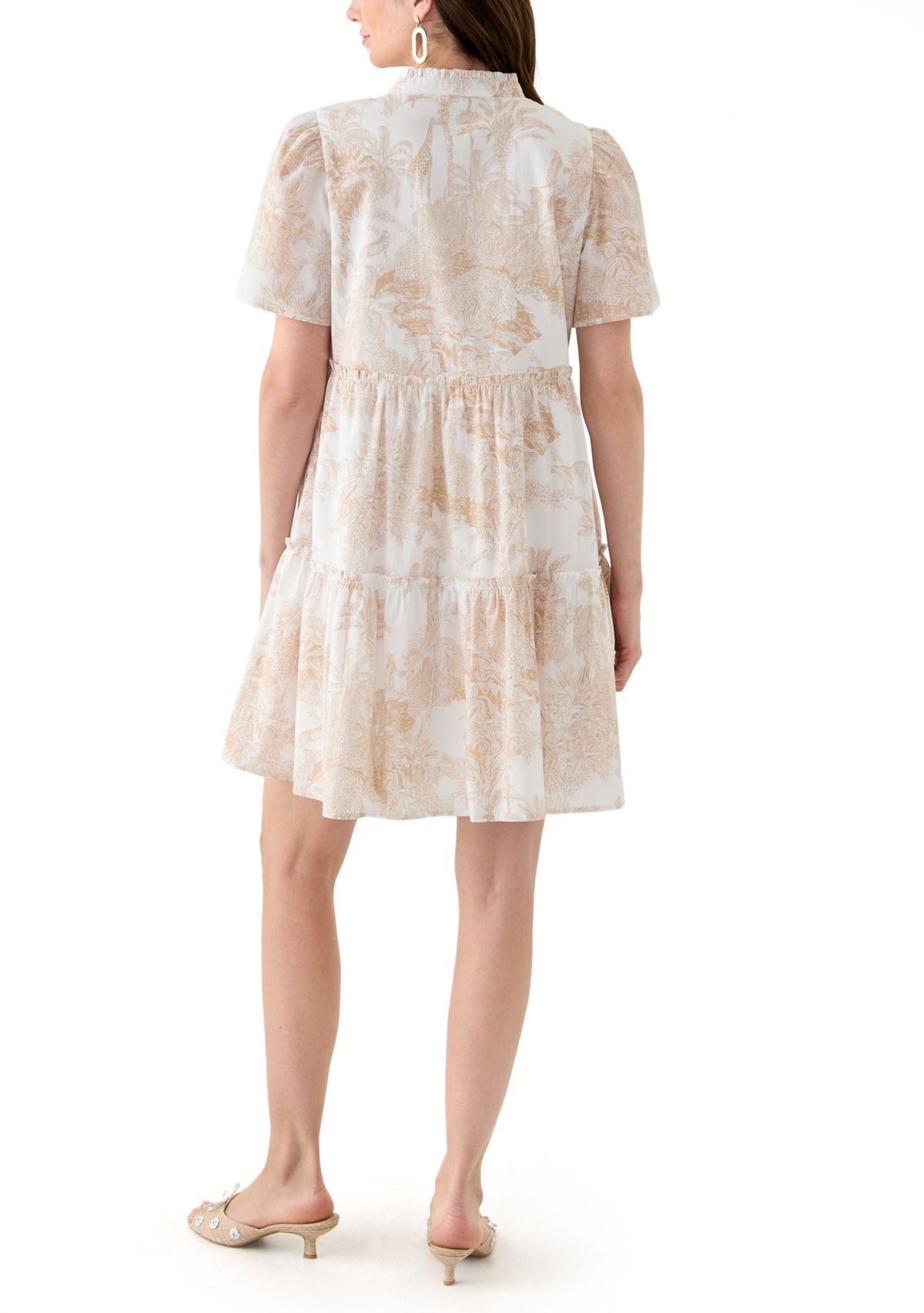 Womens Printed Peasant Dress