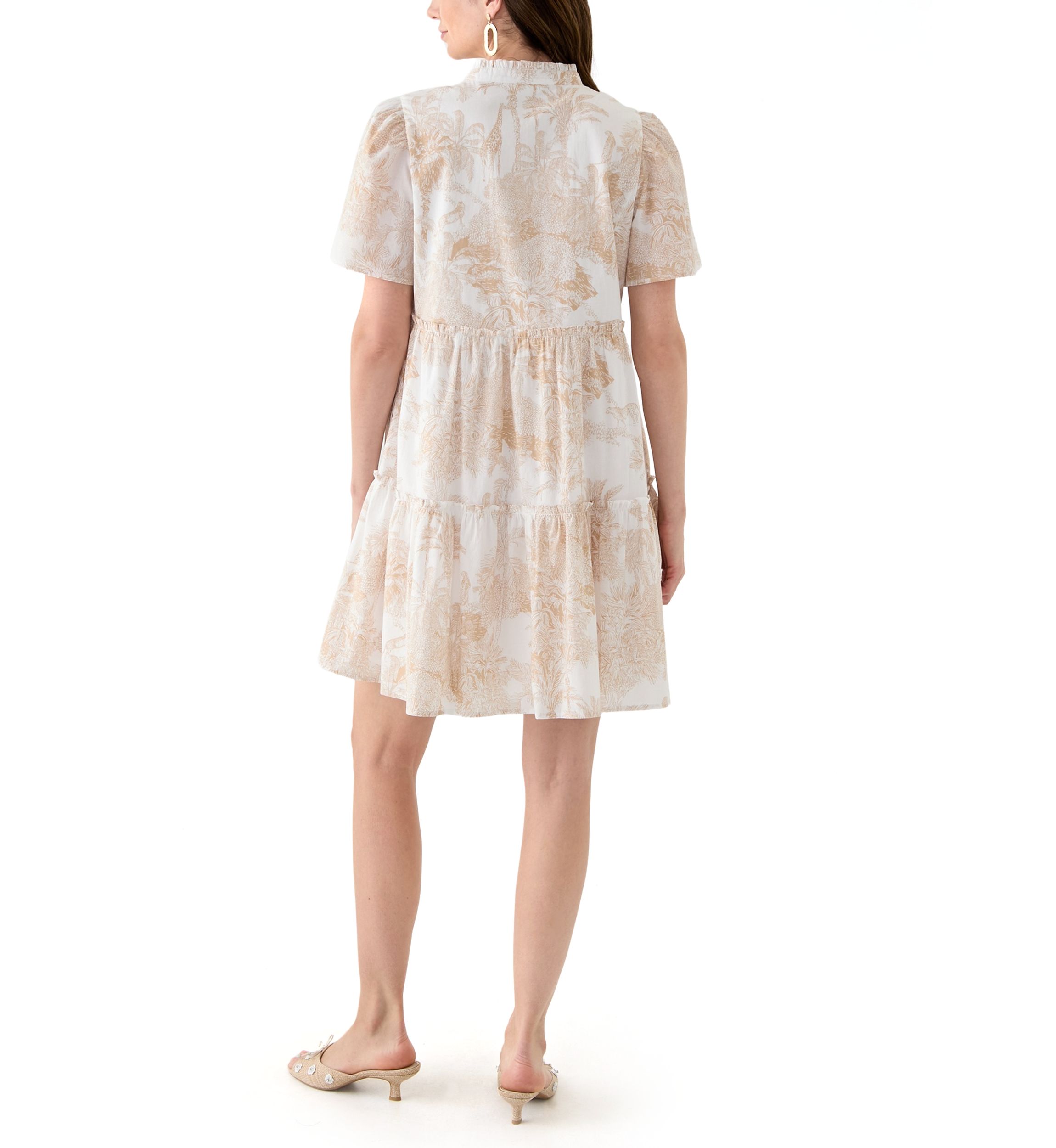 Womens Printed Peasant Dress
