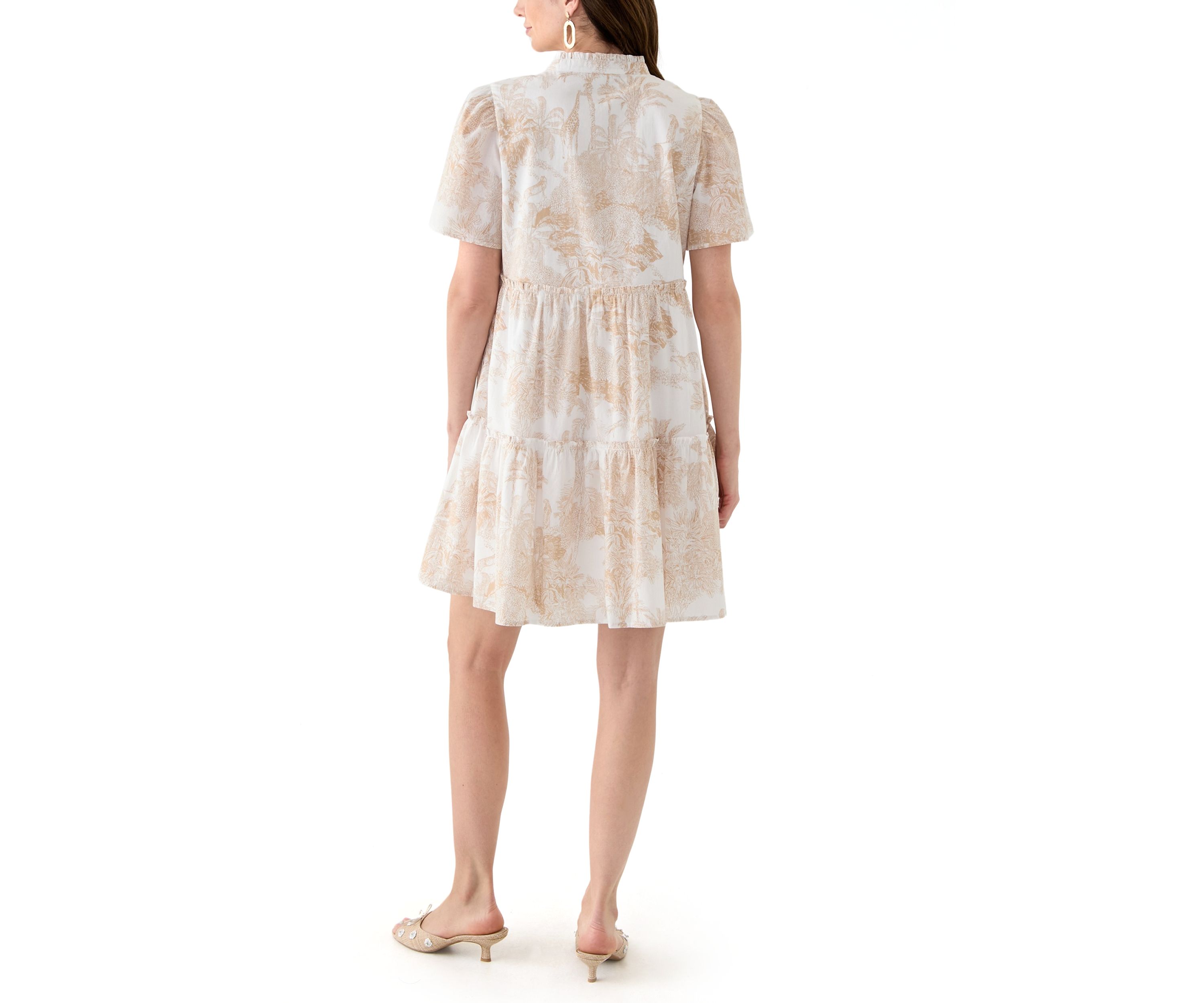 Womens Printed Peasant Dress
